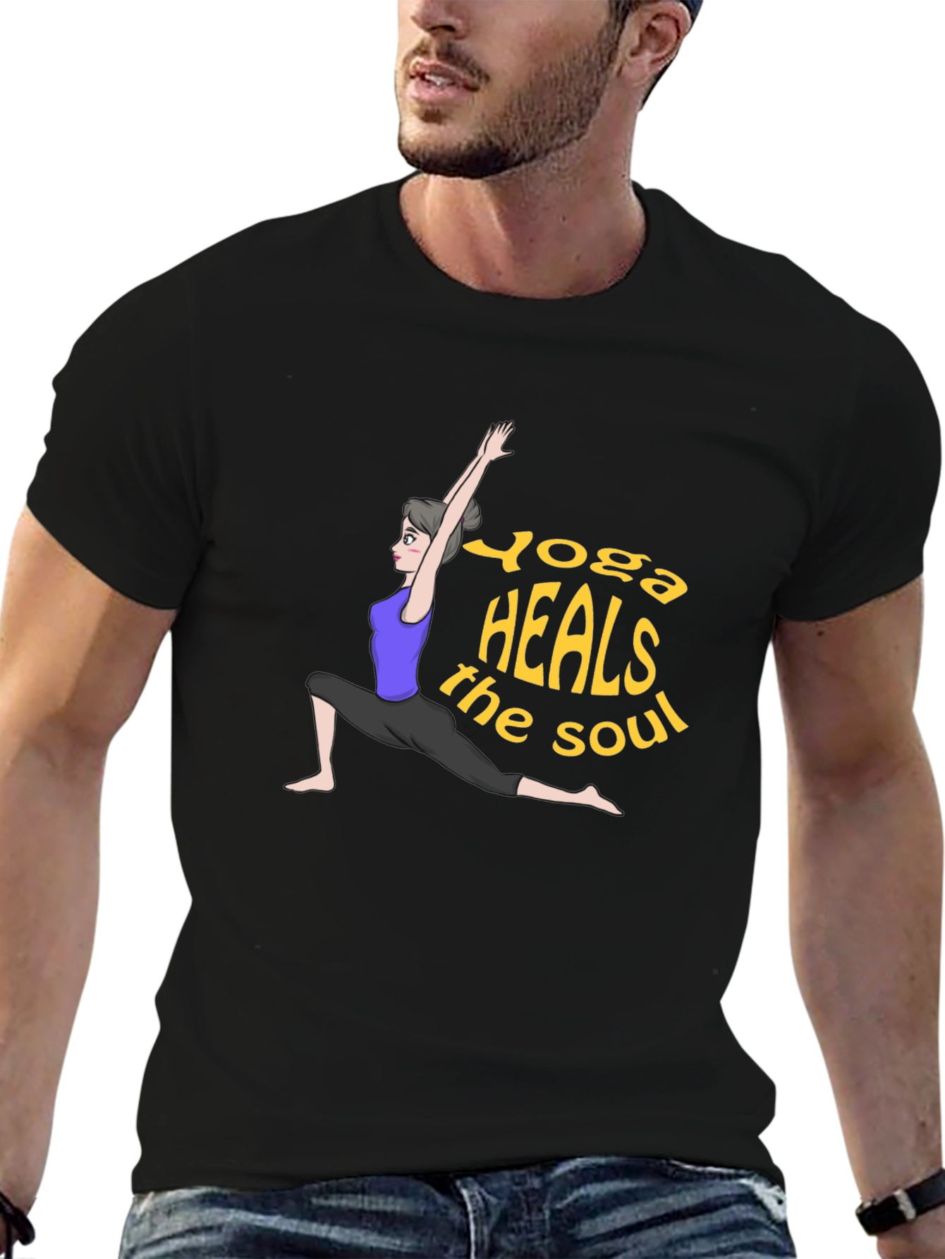 Yoga Heals the Soul Black Graphic Tee