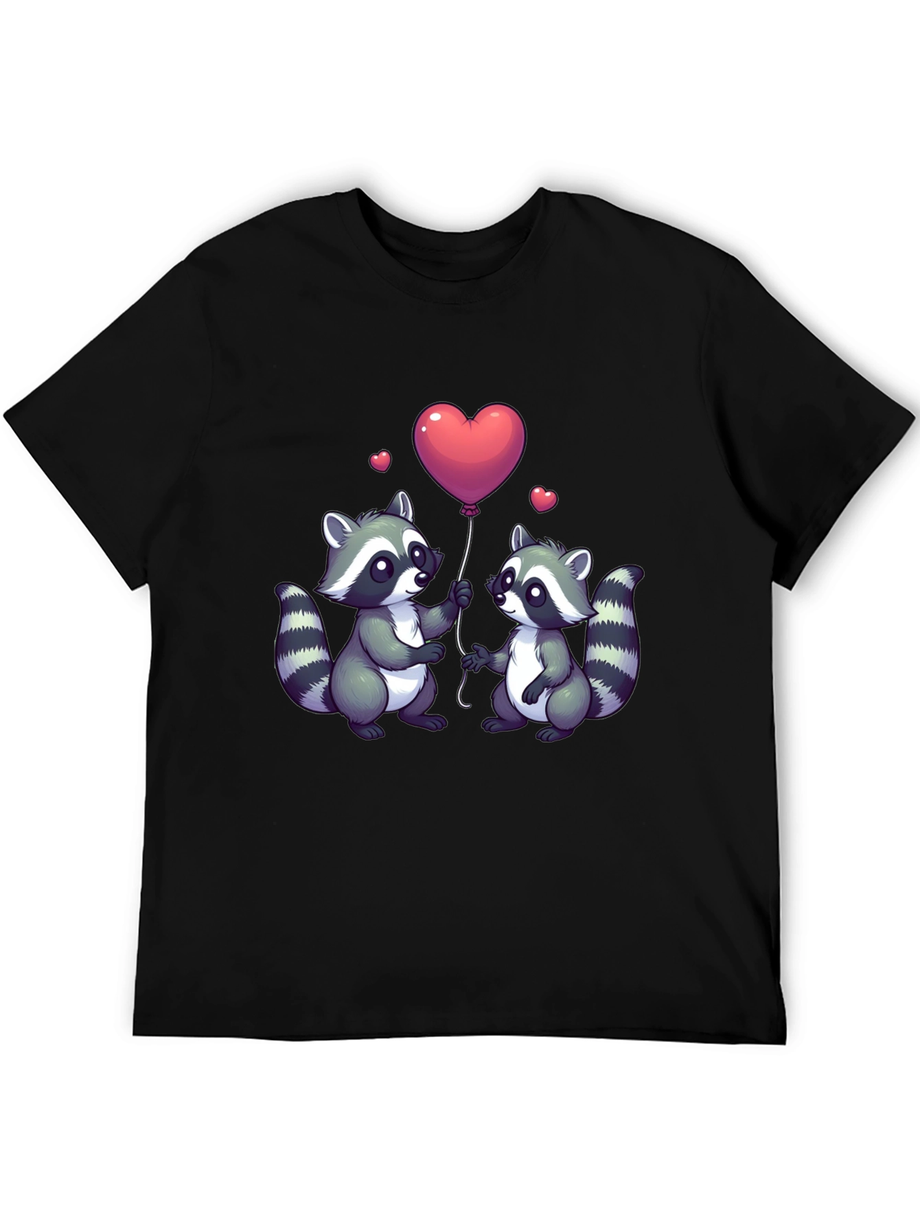 Cute Raccoon Love Balloon Graphic T-Shirt