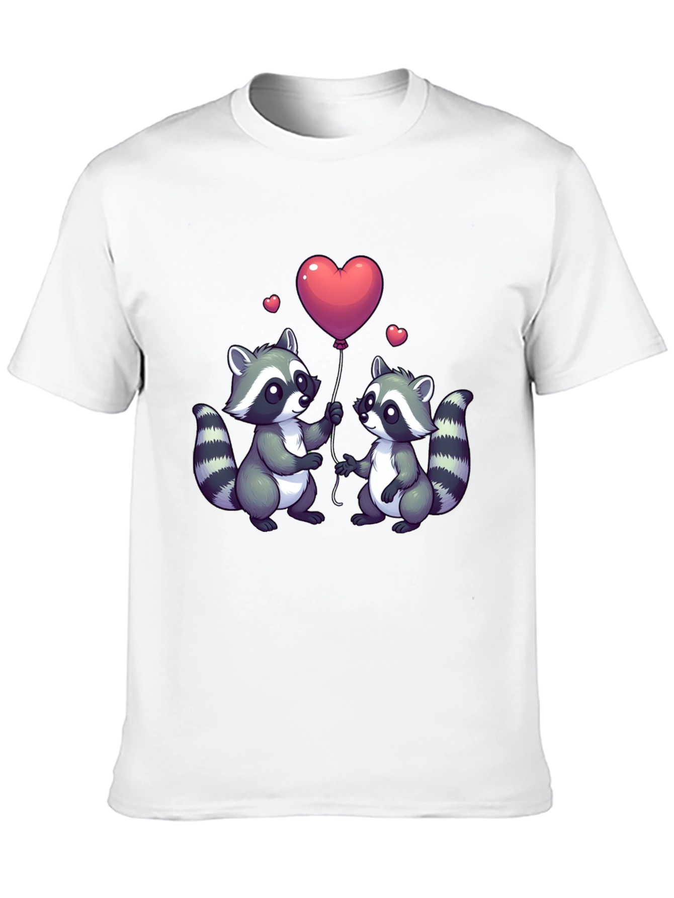 Cute Raccoon Love Balloon Graphic T-Shirt