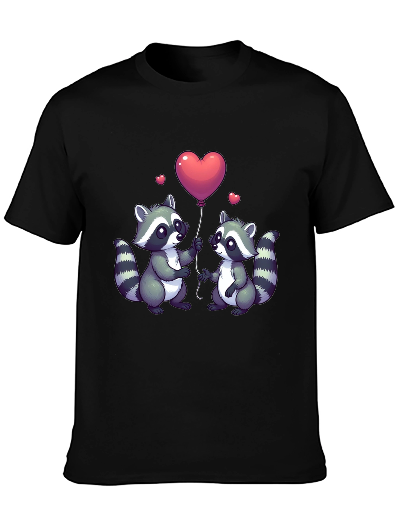 Cute Raccoon Love Balloon Graphic T-Shirt