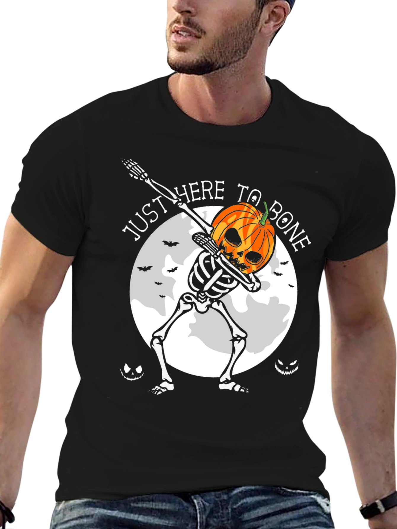 Halloween Pumpkin Skeleton Dab T-Shirt