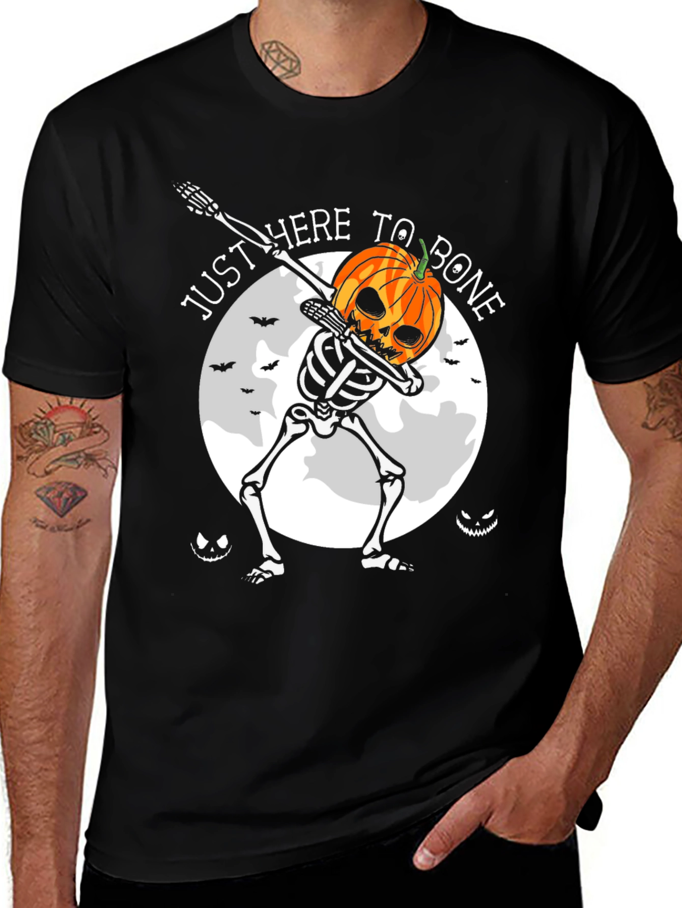 Halloween Pumpkin Skeleton Dab T-Shirt