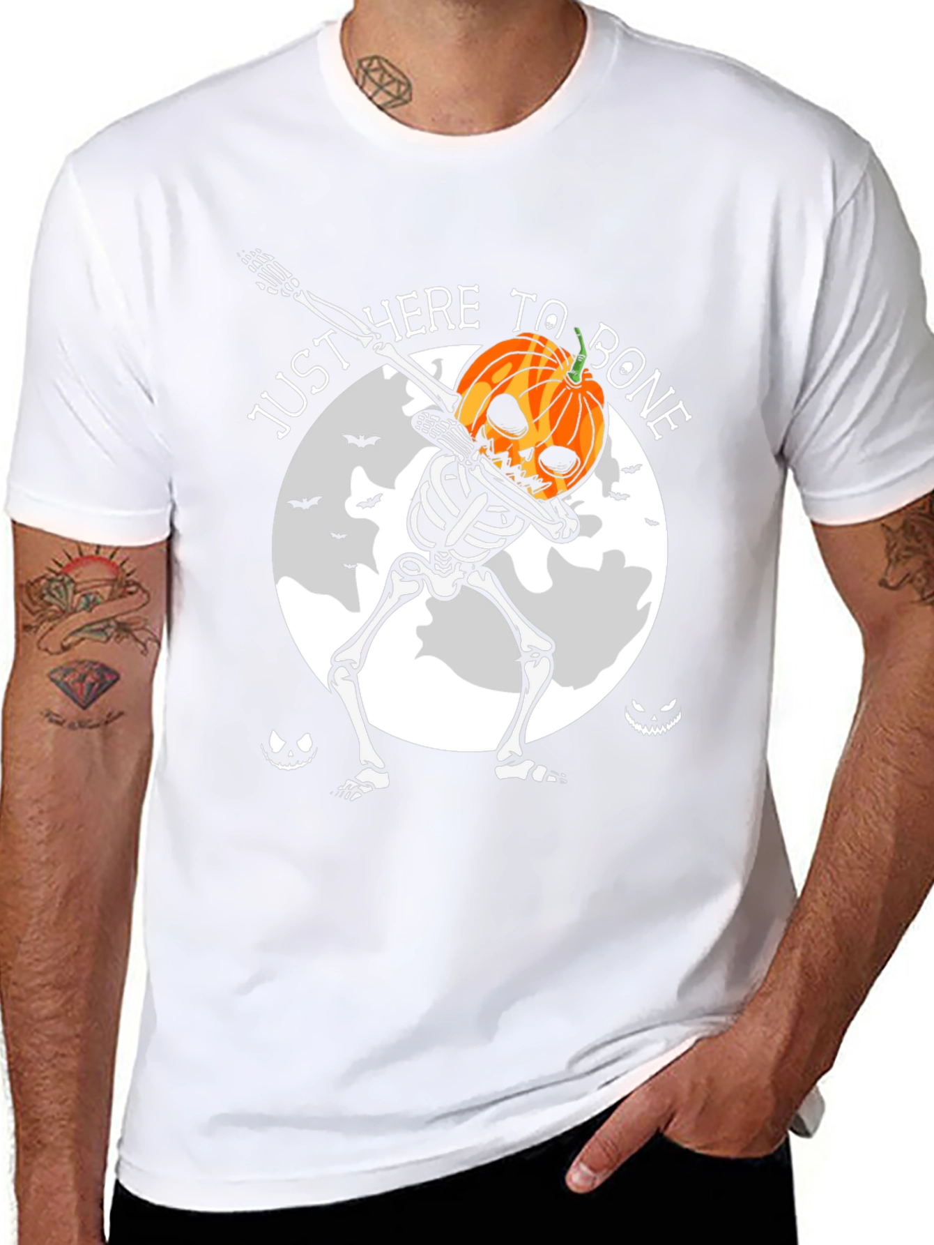 Halloween Pumpkin Skeleton Dab T-Shirt