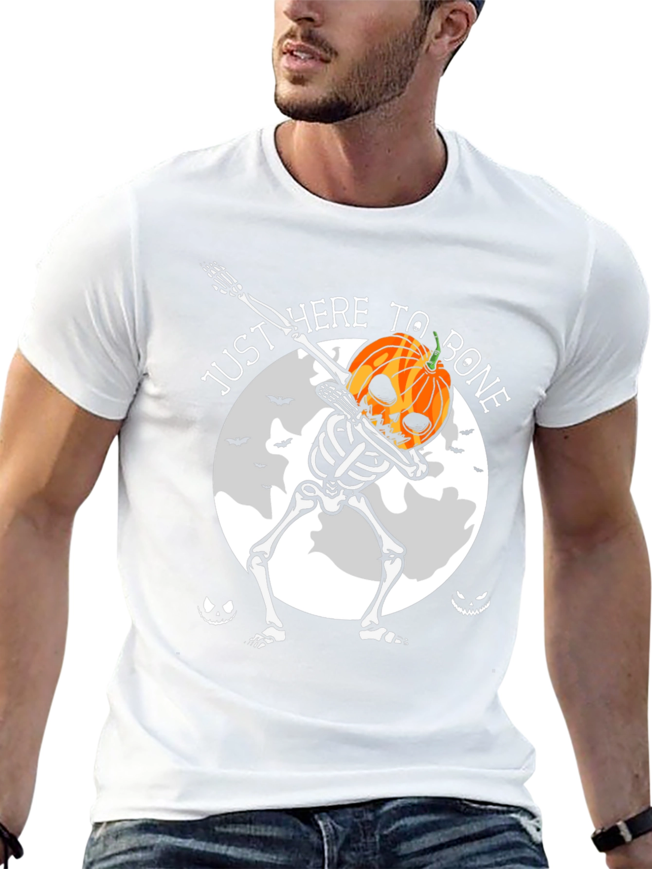 Halloween Pumpkin Skeleton Dab T-Shirt