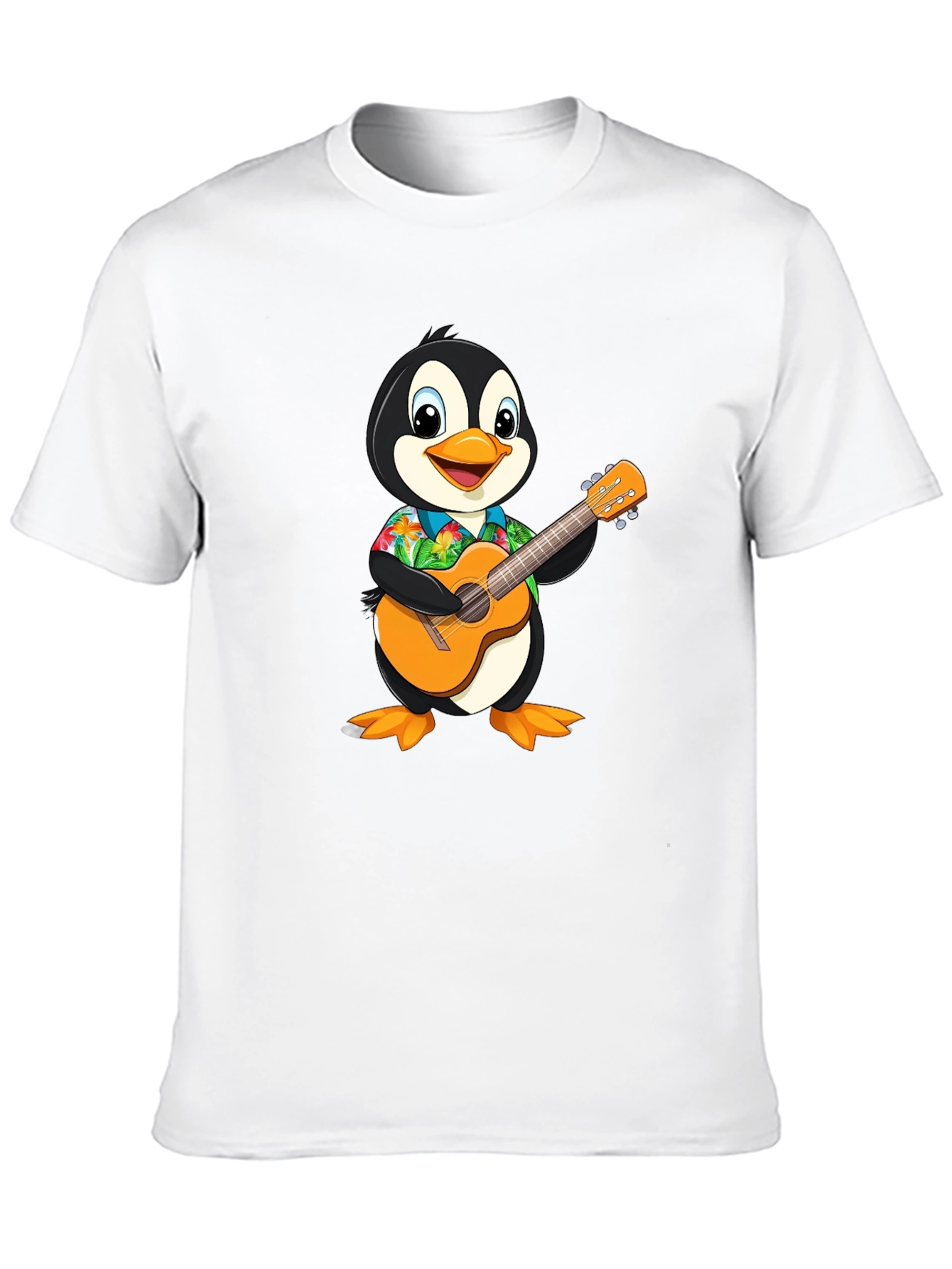 Penguin Guitar Hawaiian Shirt Graphic Tee