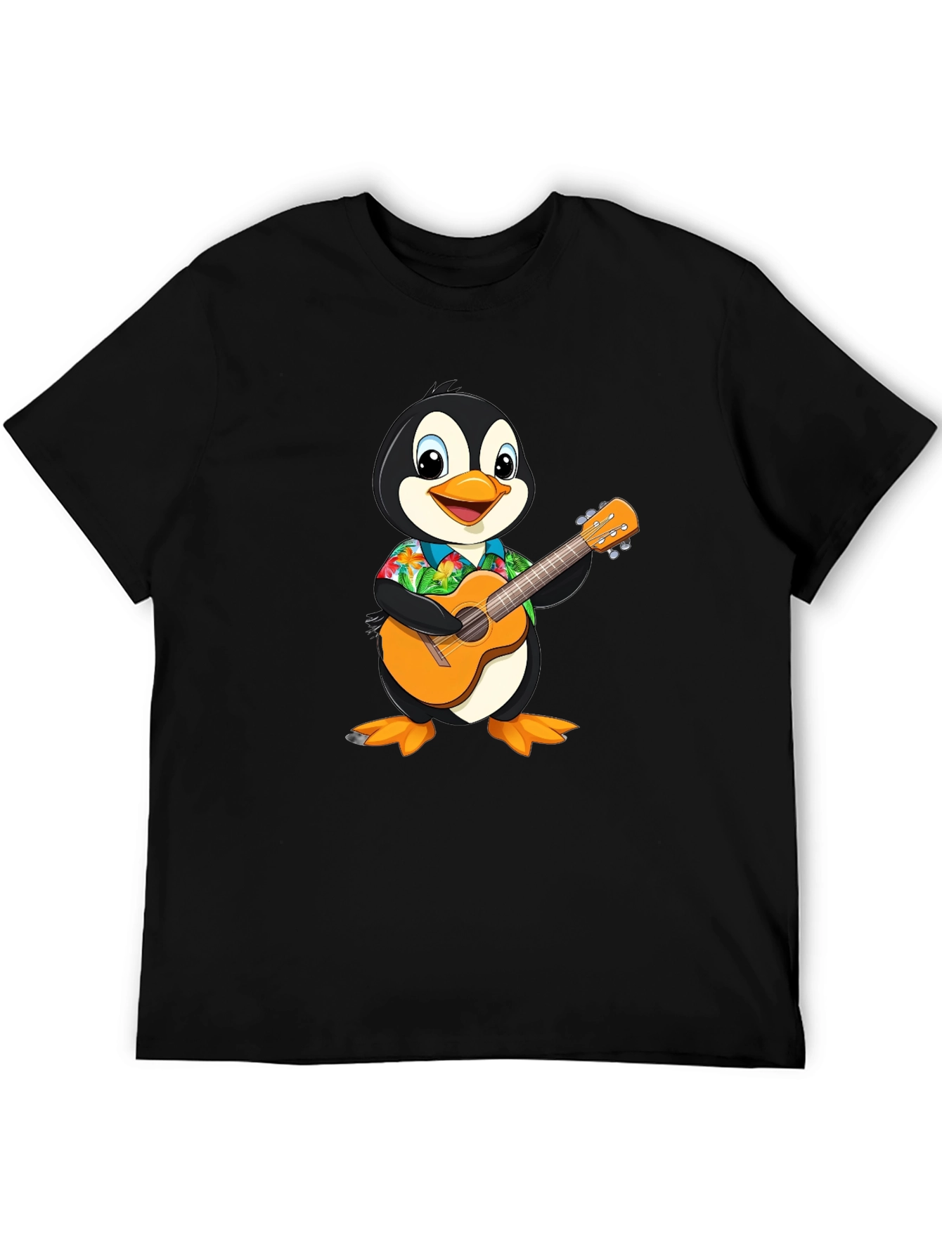 Penguin Guitar Hawaiian Shirt Graphic Tee