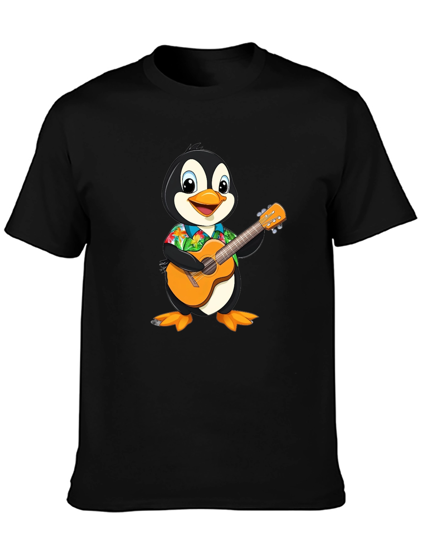 Penguin Guitar Hawaiian Shirt Graphic Tee