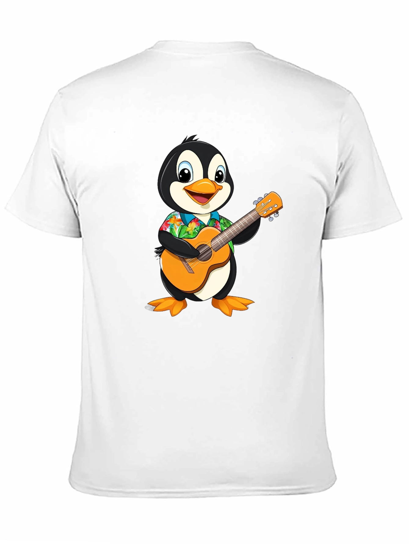 Penguin Guitar Hawaiian Shirt Graphic Tee