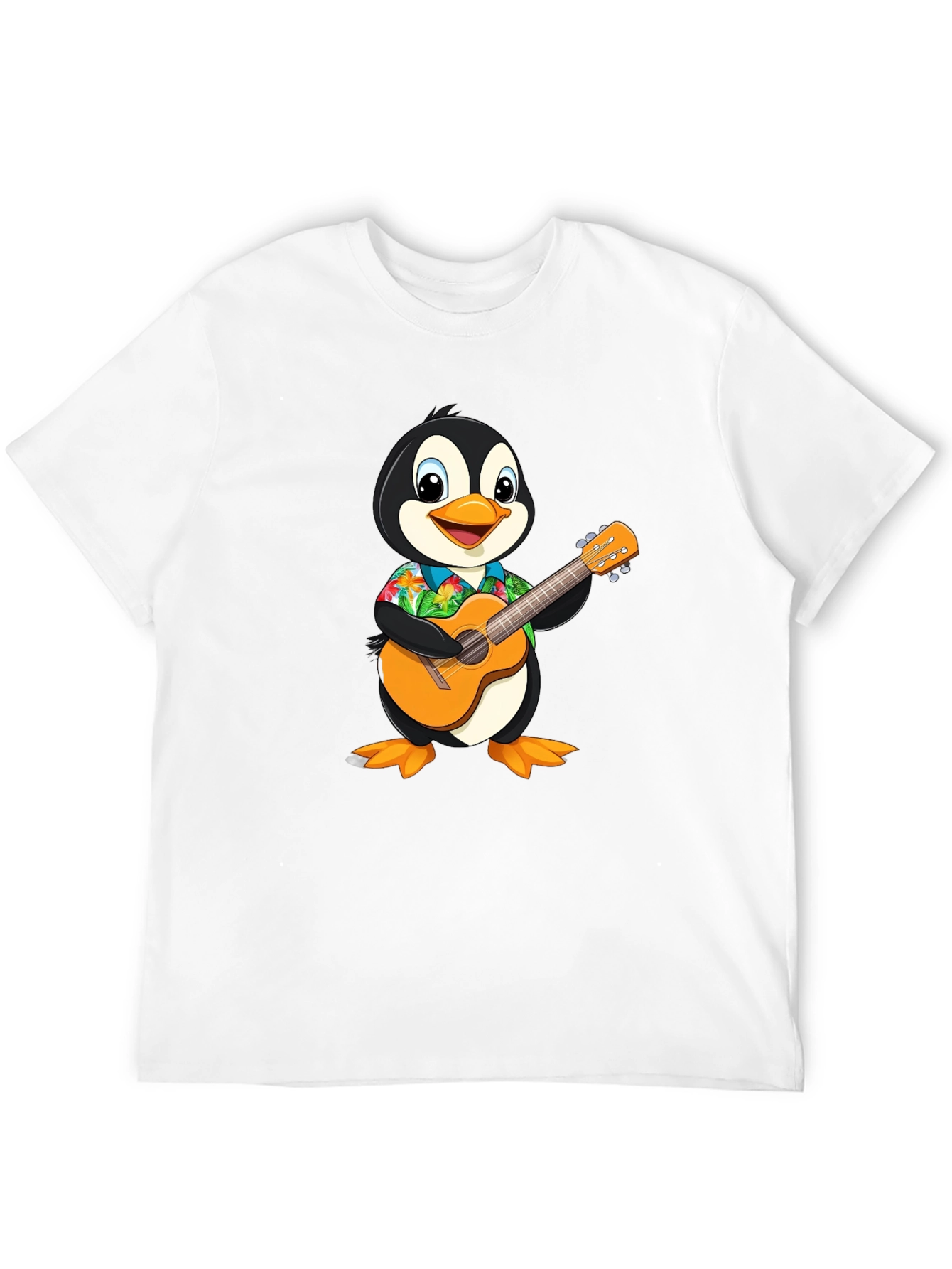 Penguin Guitar Hawaiian Shirt Graphic Tee