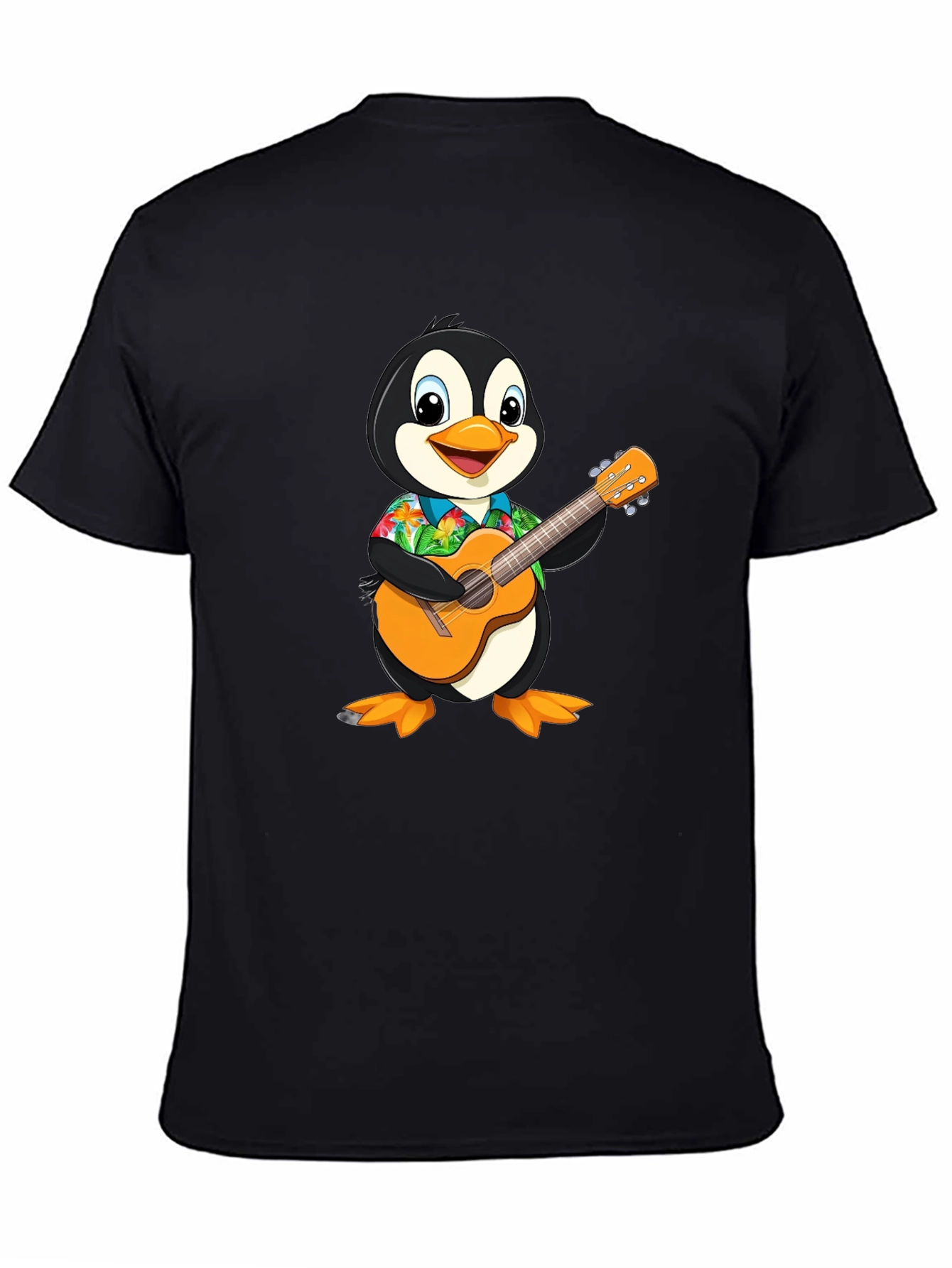 Penguin Guitar Hawaiian Shirt Graphic Tee
