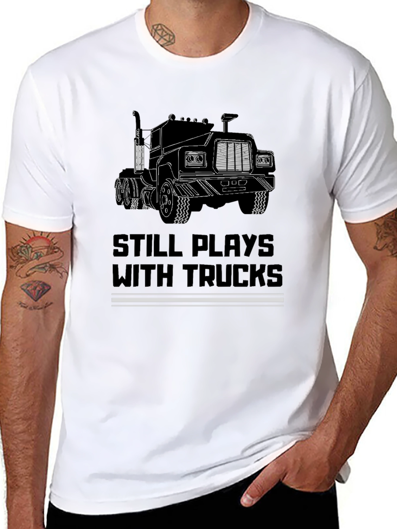 Still Plays with Trucks Black T-Shirt