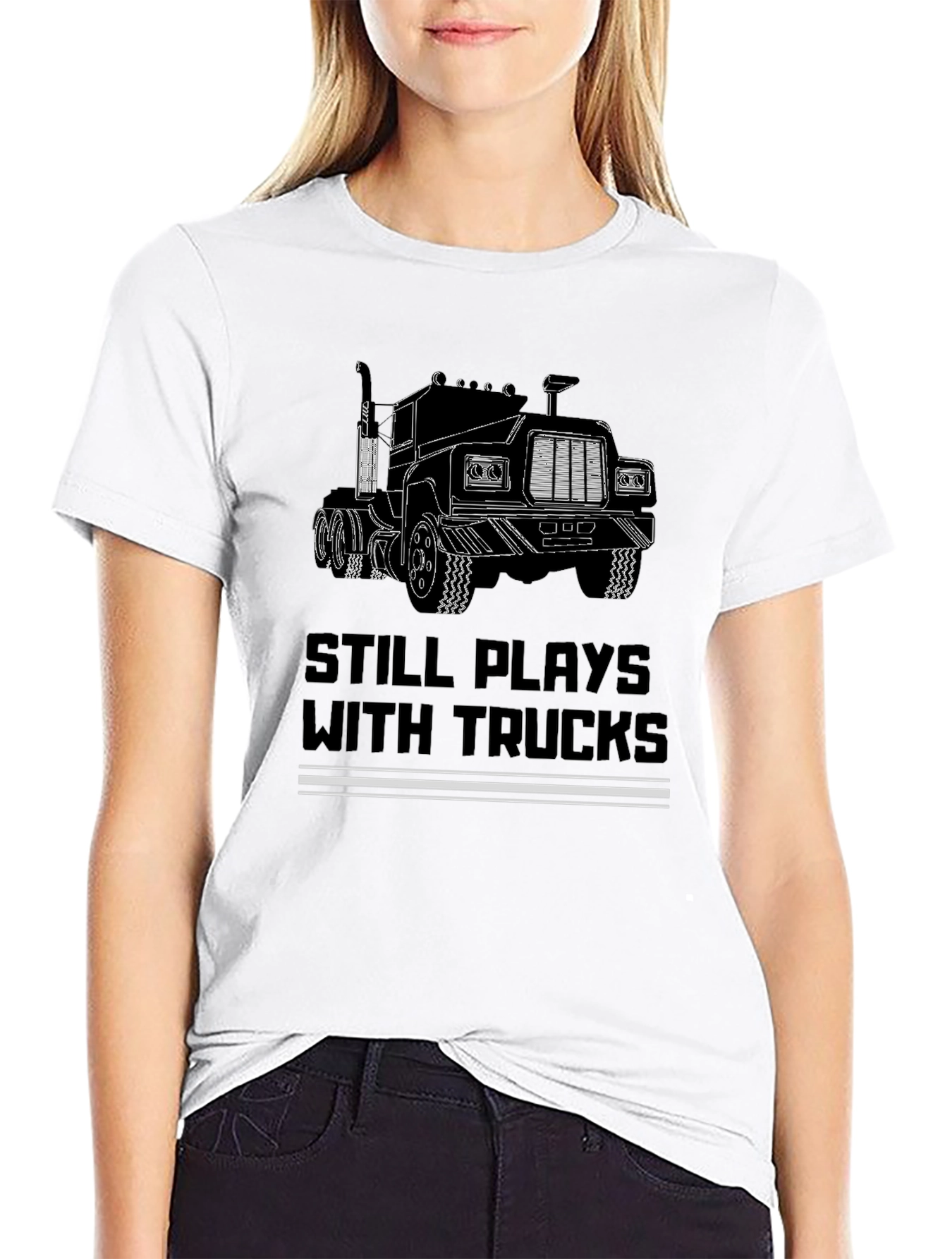 Still Plays with Trucks Black T-Shirt