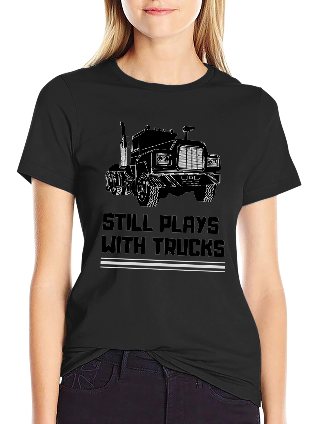 Still Plays with Trucks Black T-Shirt