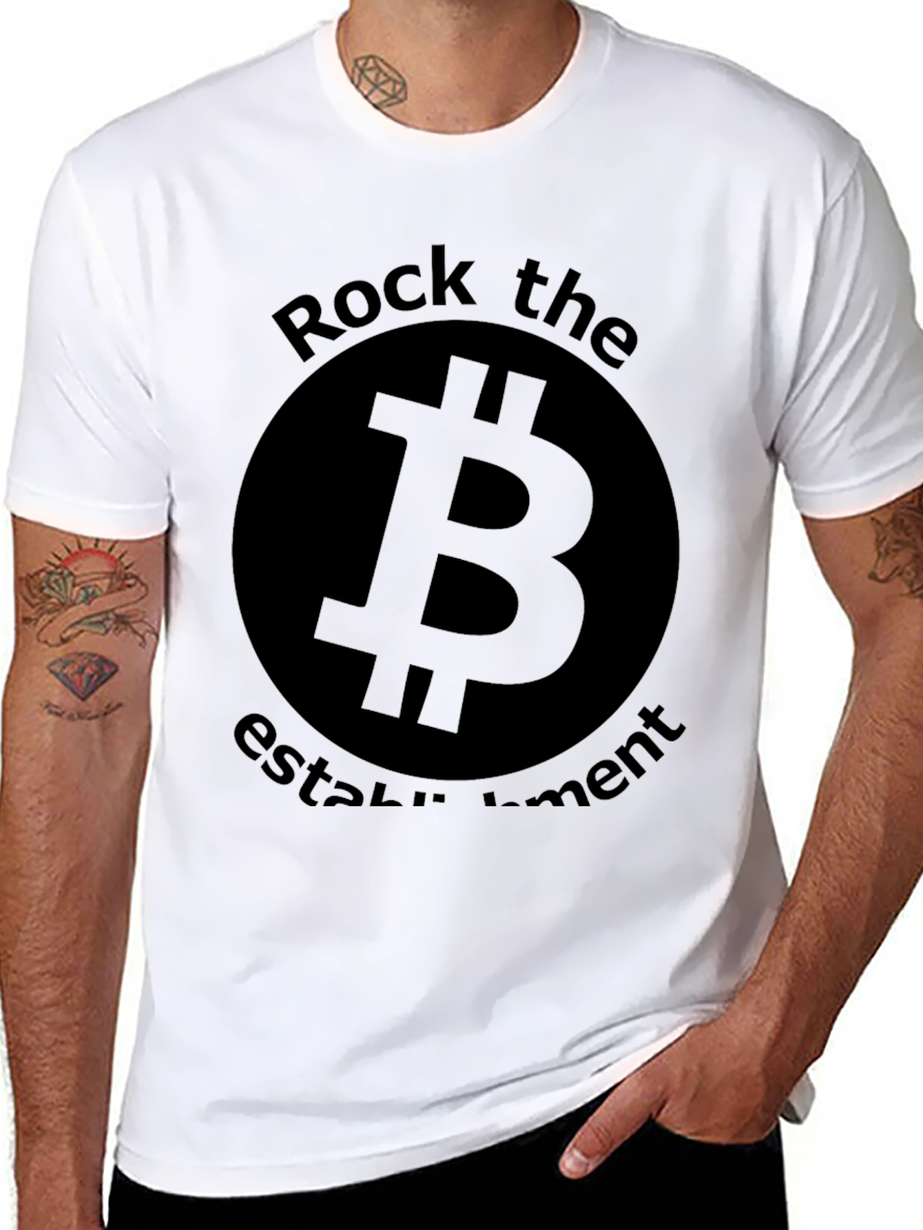 Bitcoin Rock the Establishment Black T-Shirt
