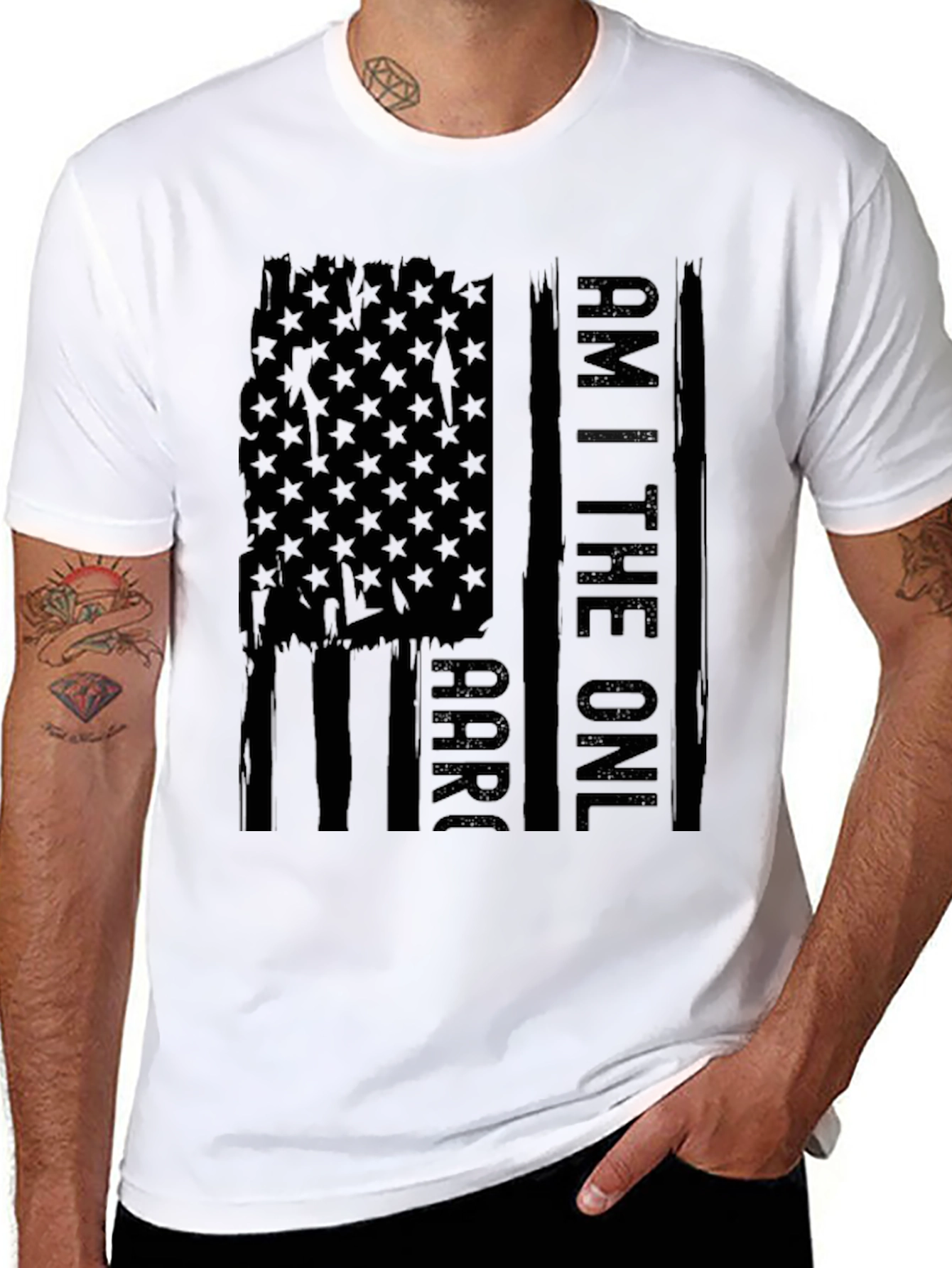 Am the One T-Shirt - Distressed American Flag Design