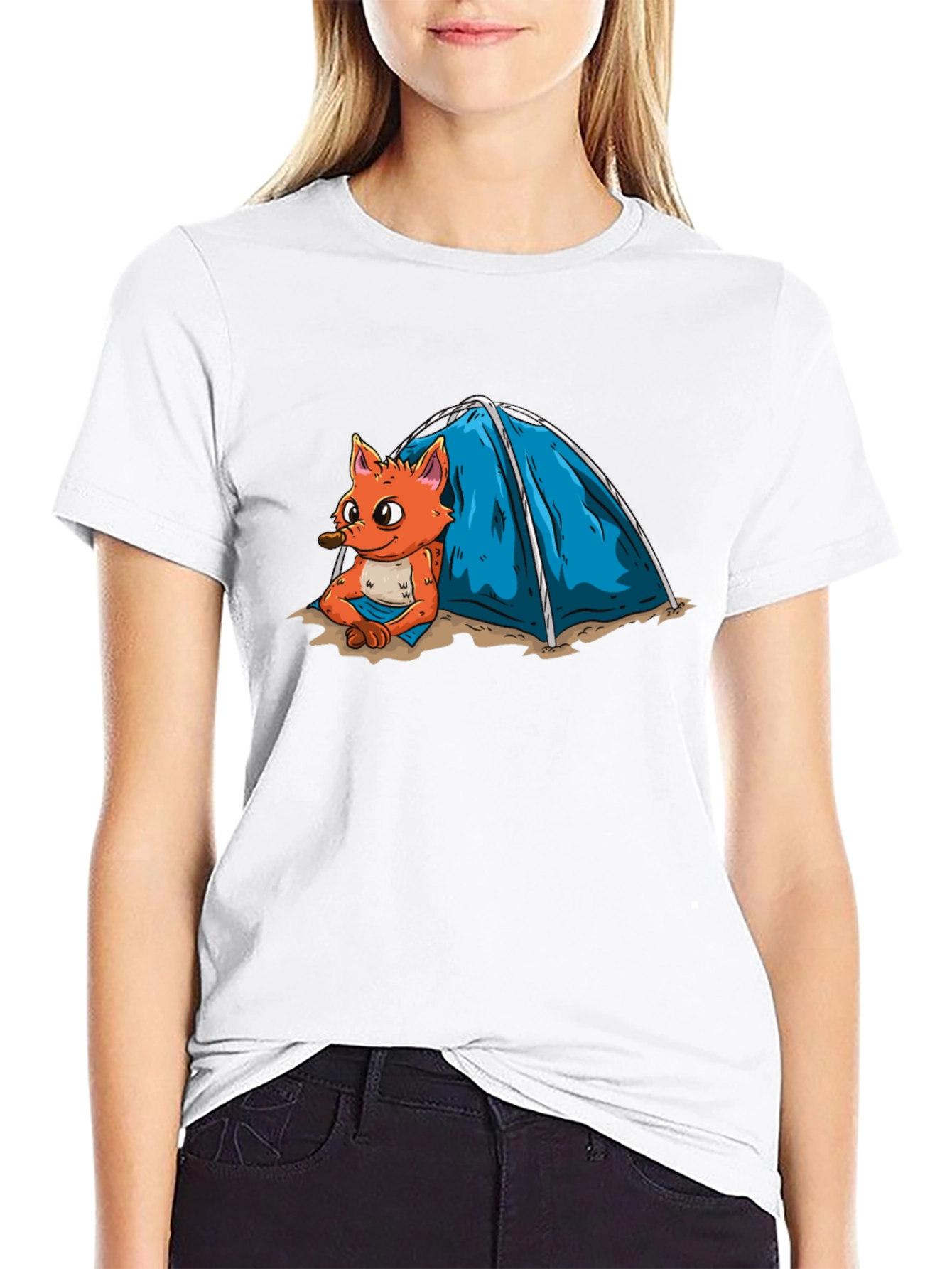 Cartoon Fox Camping T-Shirt