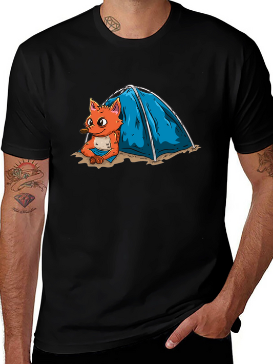 Cartoon Fox Camping T-Shirt