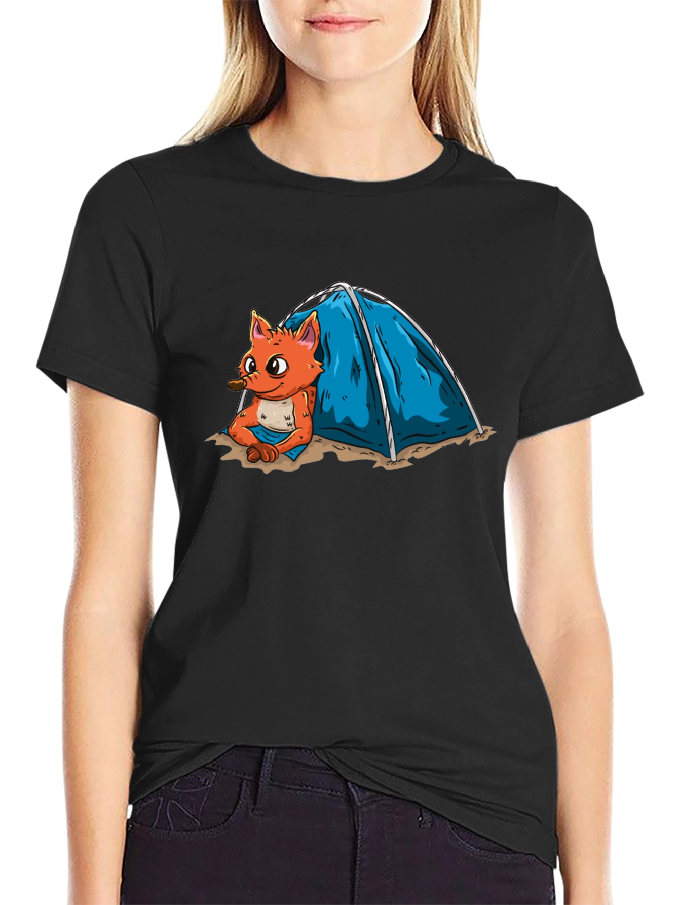 Cartoon Fox Camping T-Shirt