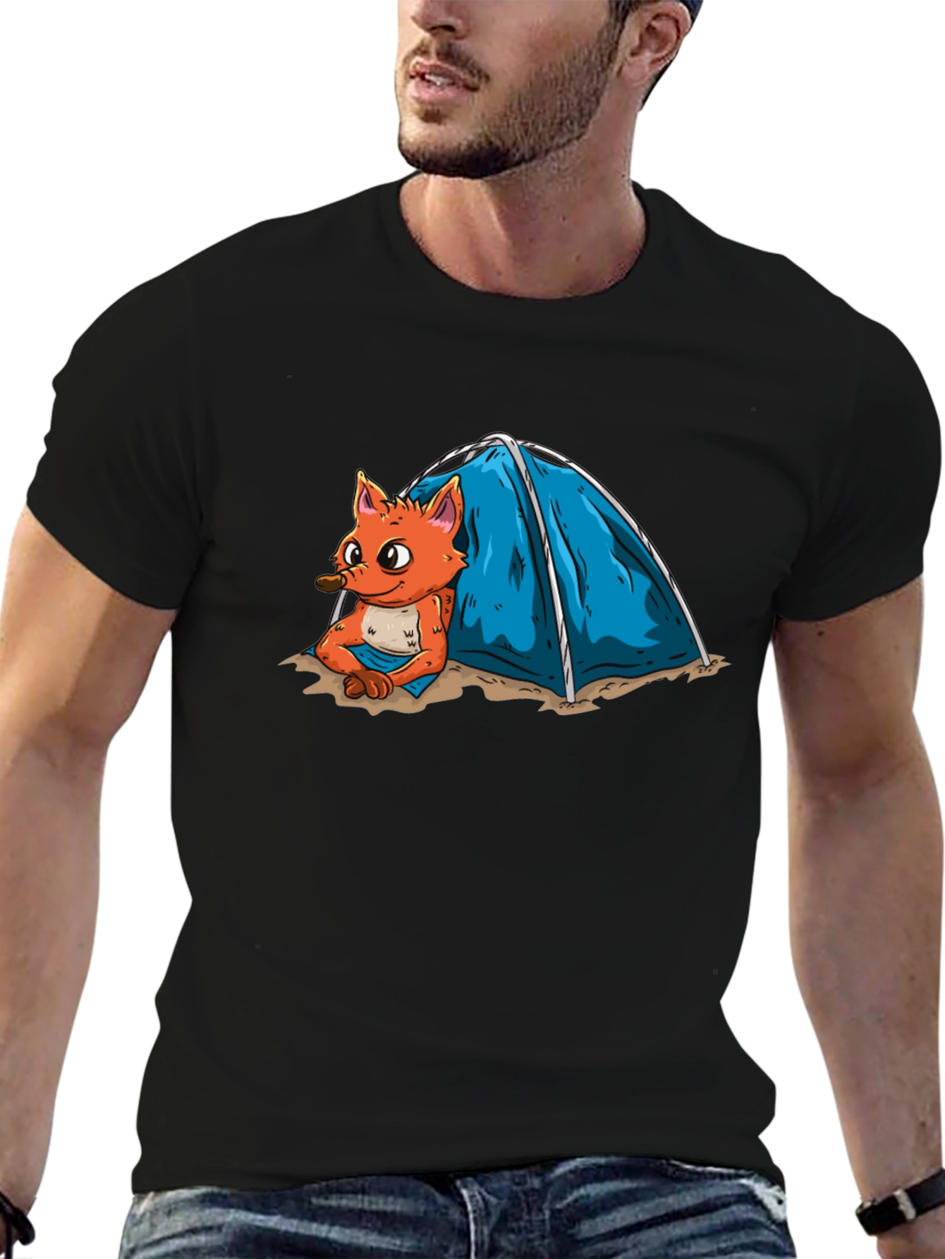 Cartoon Fox Camping T-Shirt