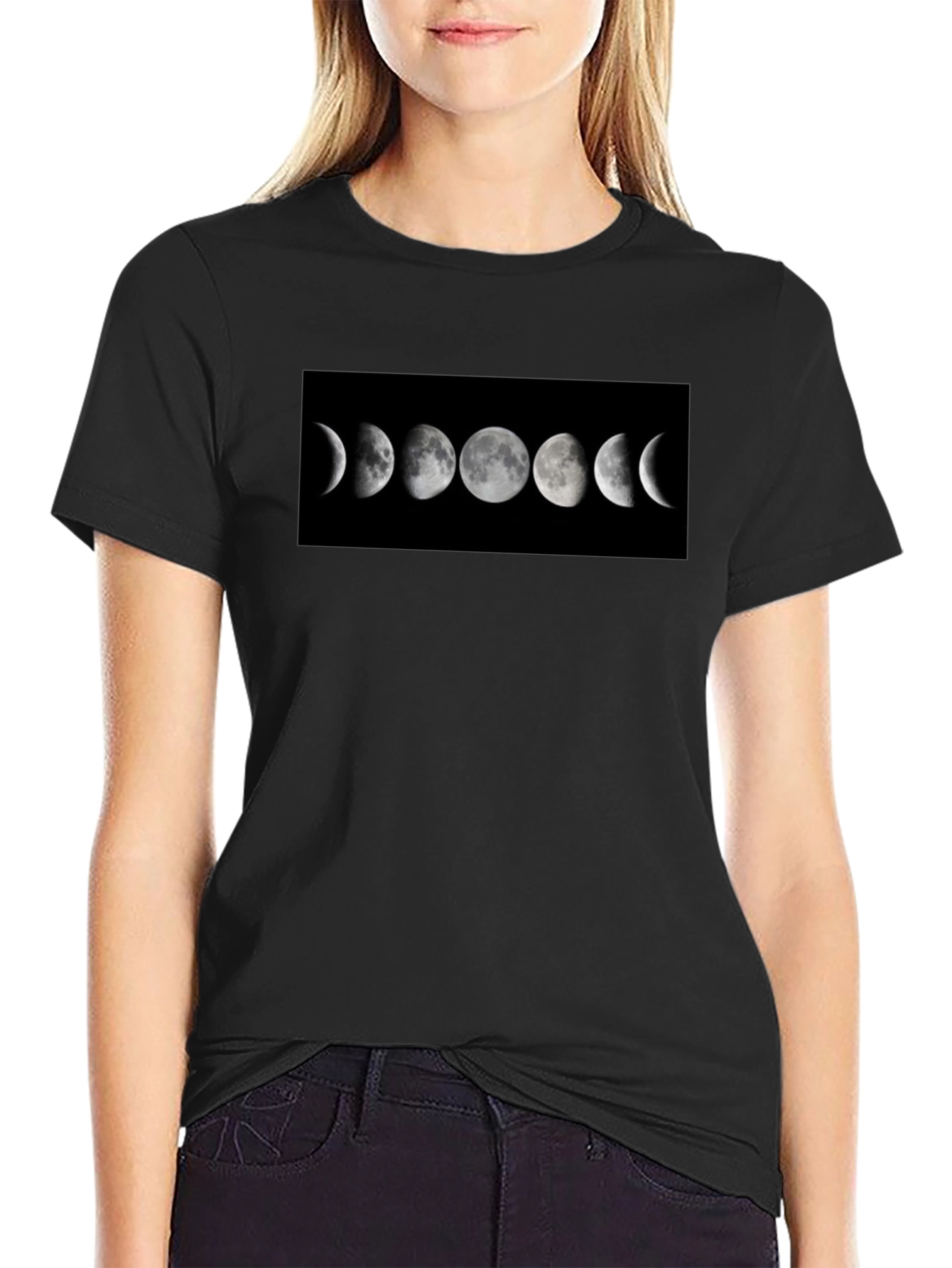 Lunar Phase Graphic Black T-Shirt