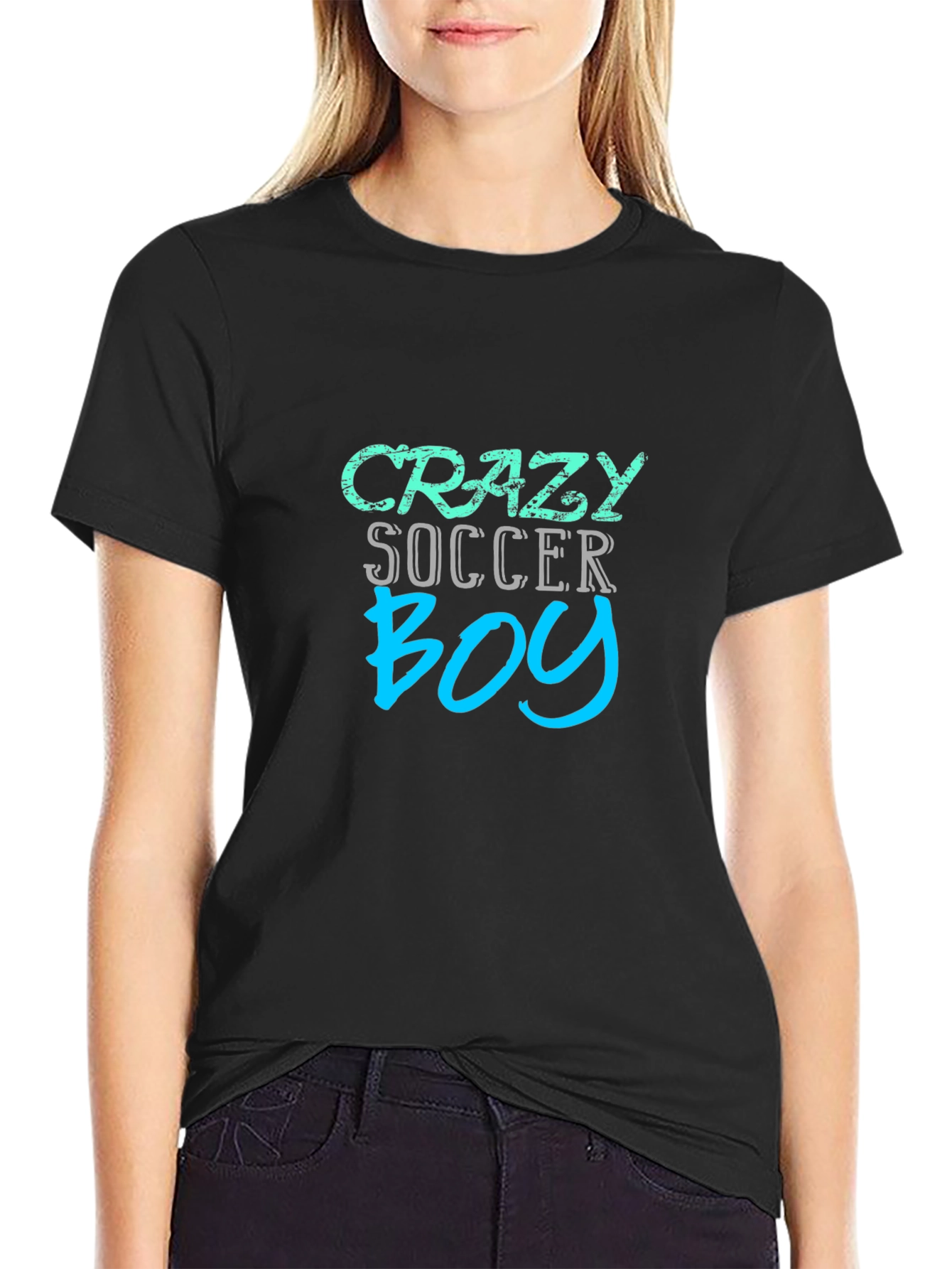 Crazy Soccer Boy Black T-Shirt
