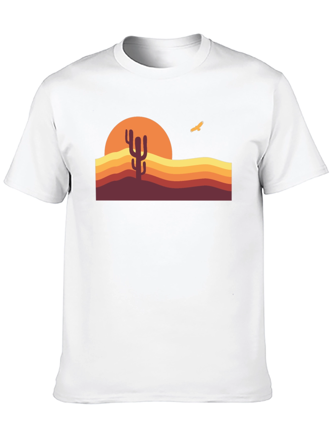Retro Desert Sunset Cactus Graphic Tee - Black
