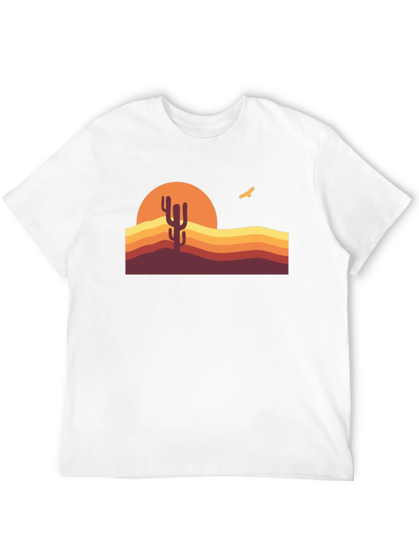 Retro Desert Sunset Cactus Graphic Tee - Black