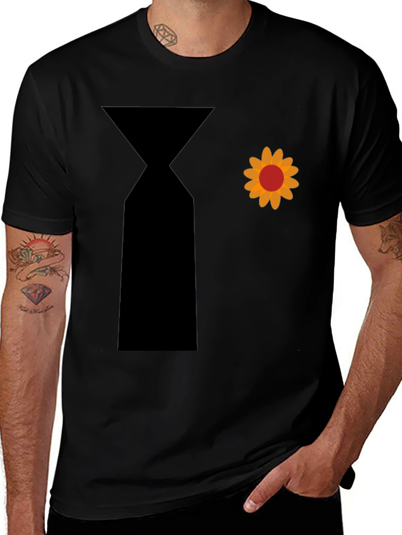 Novelty Flower Power Tie Graphic T-Shirt