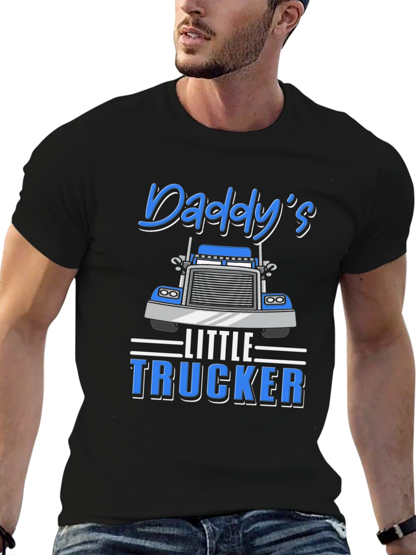 Daddys Little Trucker Black Graphic T-Shirt