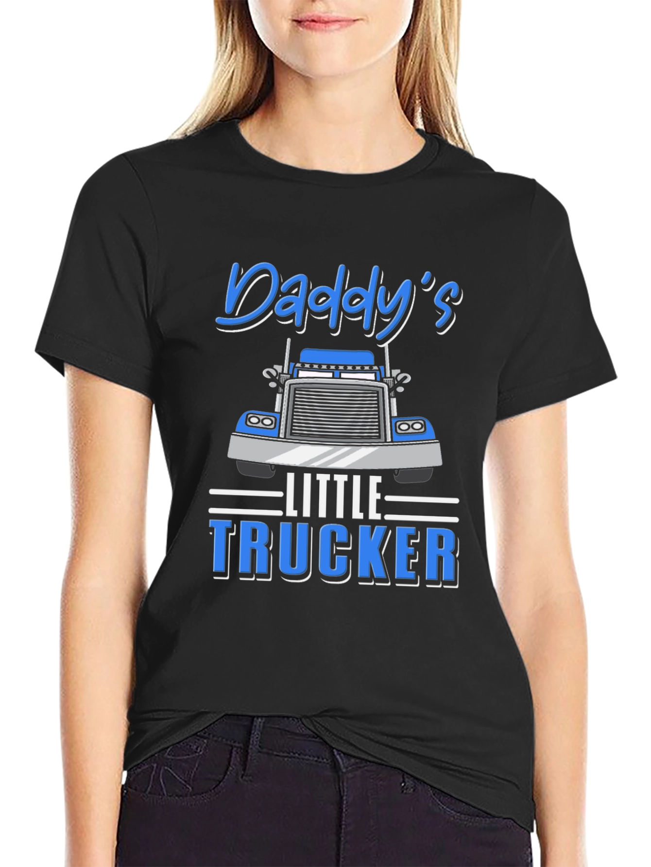 Daddys Little Trucker Black Graphic T-Shirt