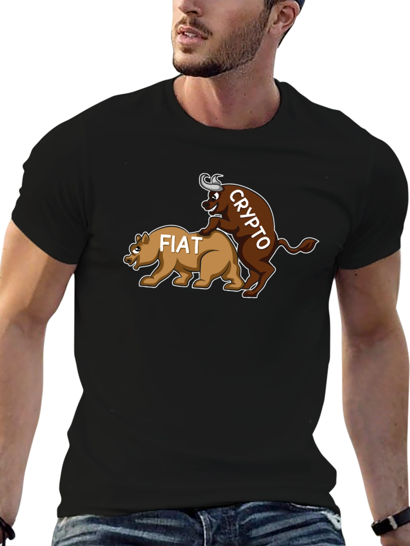 Crypto Bull vs. Fiat Bear T-Shirt - Black