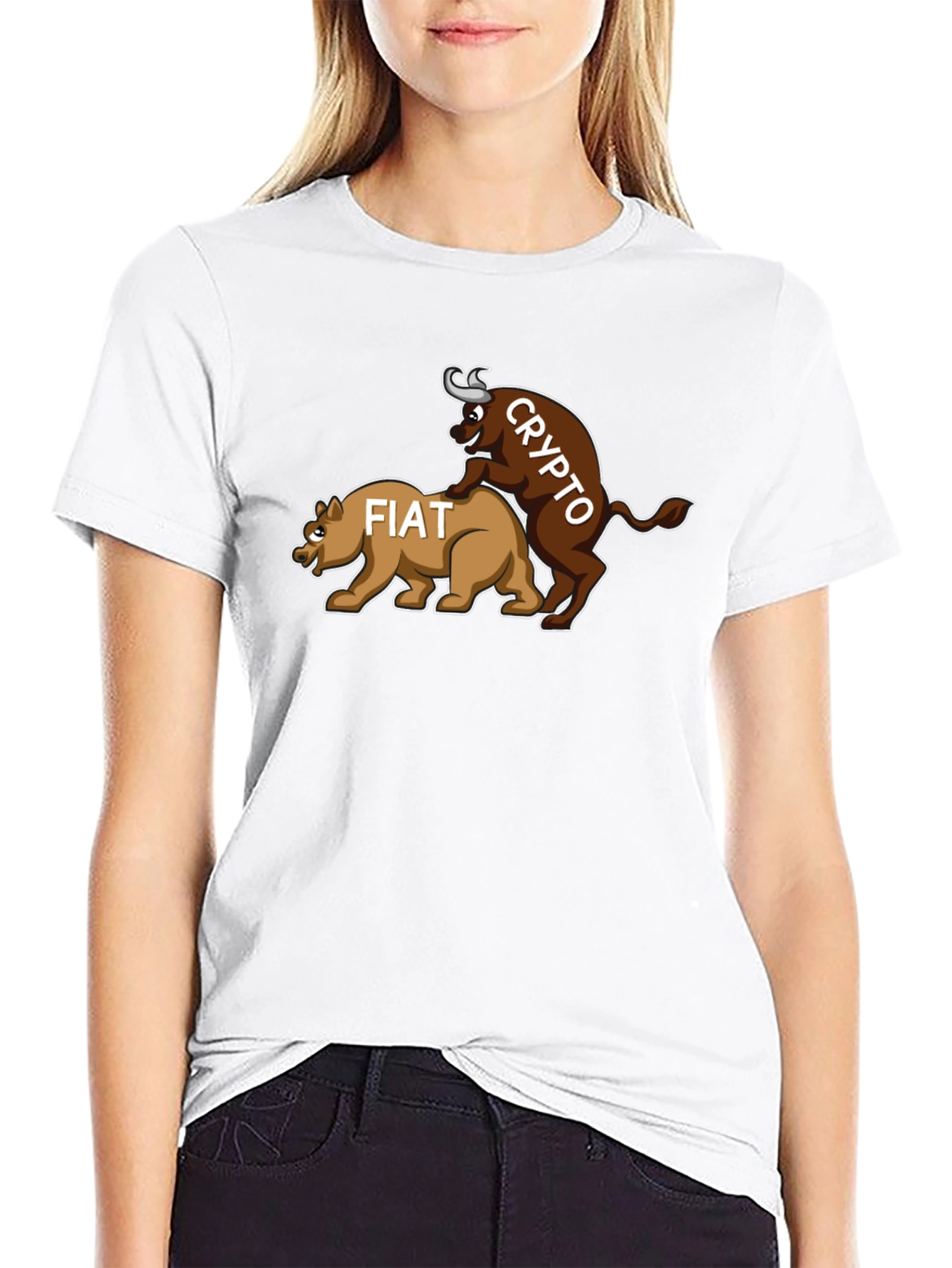Crypto Bull vs. Fiat Bear T-Shirt - Black
