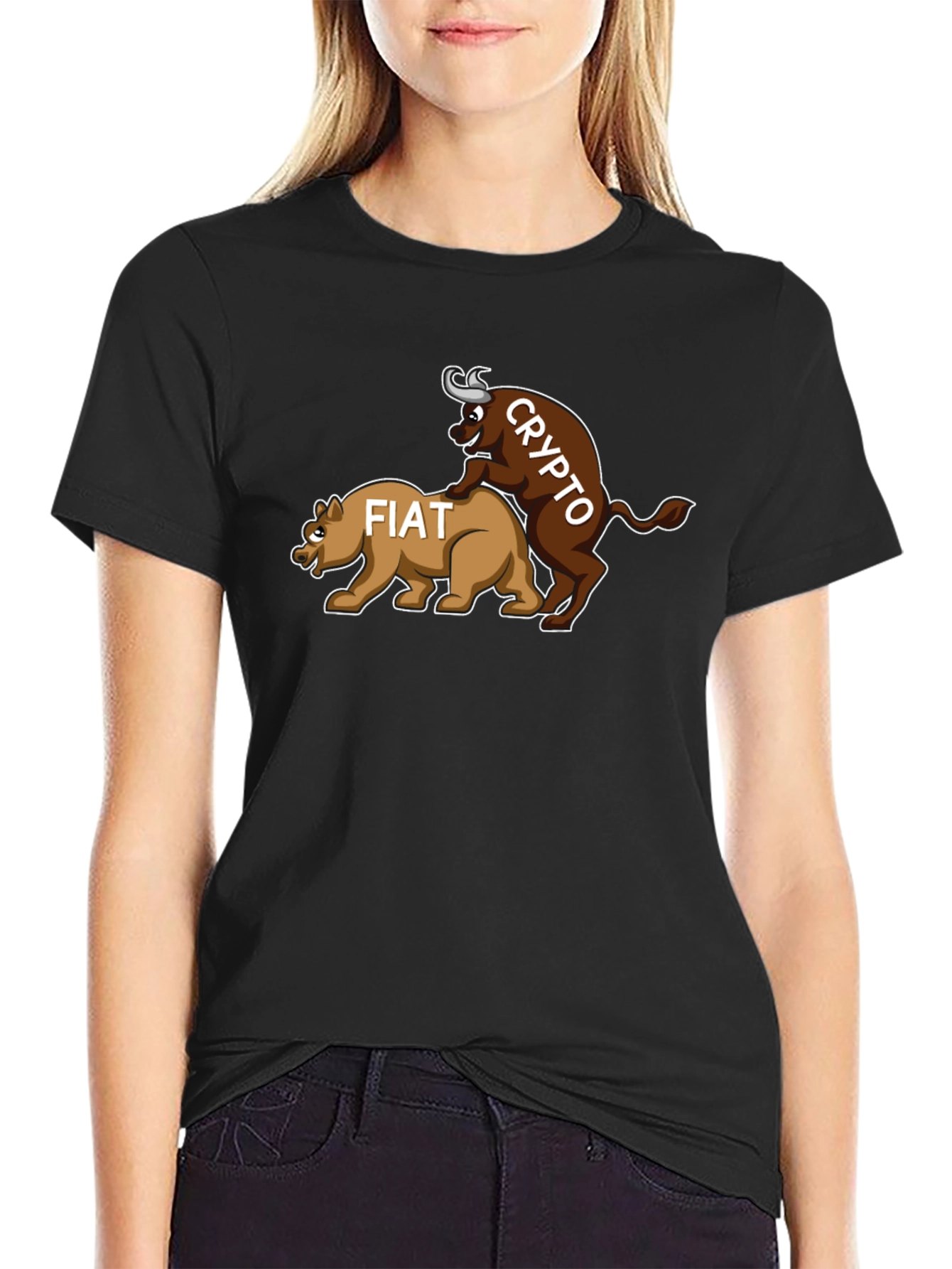 Crypto Bull vs. Fiat Bear T-Shirt - Black