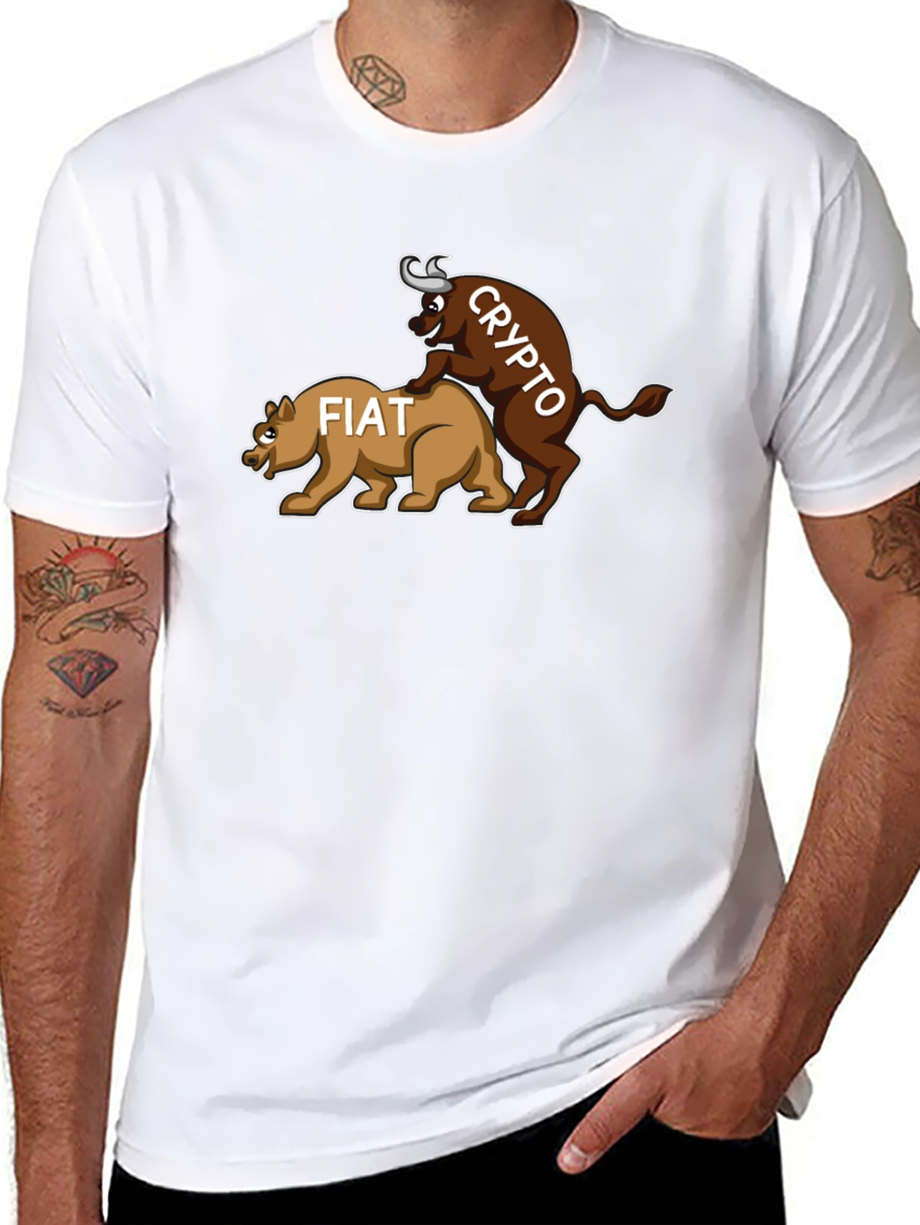 Crypto Bull vs. Fiat Bear T-Shirt - Black