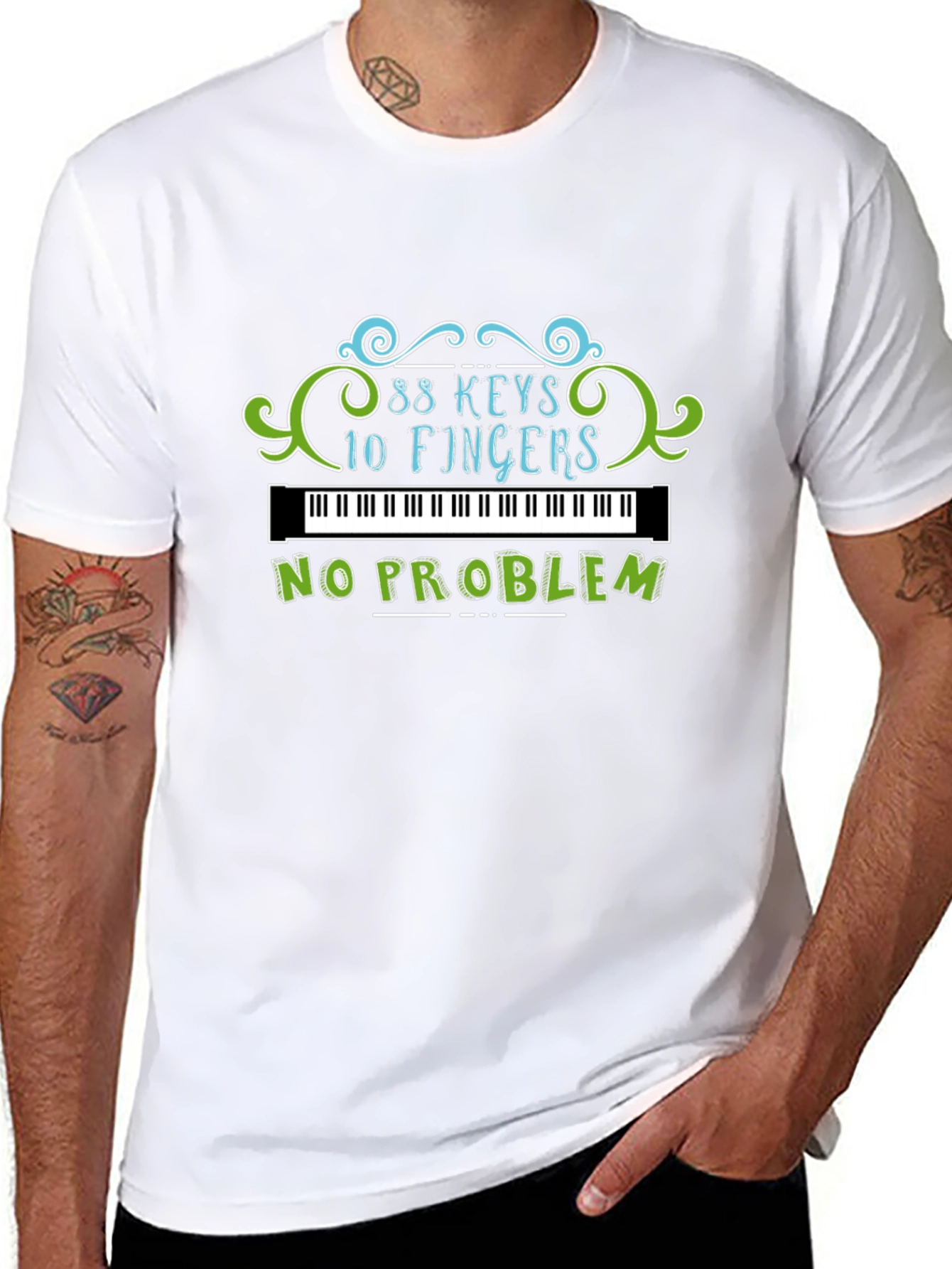 88 Keys 10 Fingers No Problem T-Shirt Musician Tee
