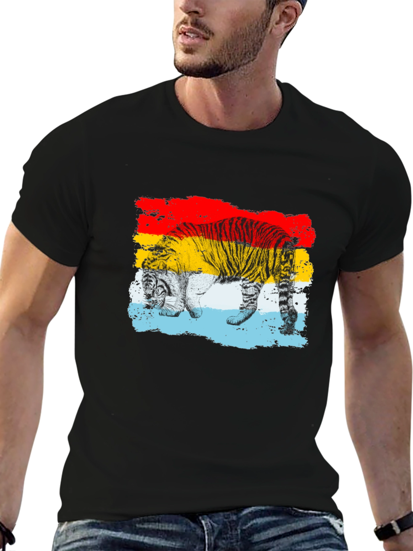 Tiger Stripe Graphic Black T-Shirt