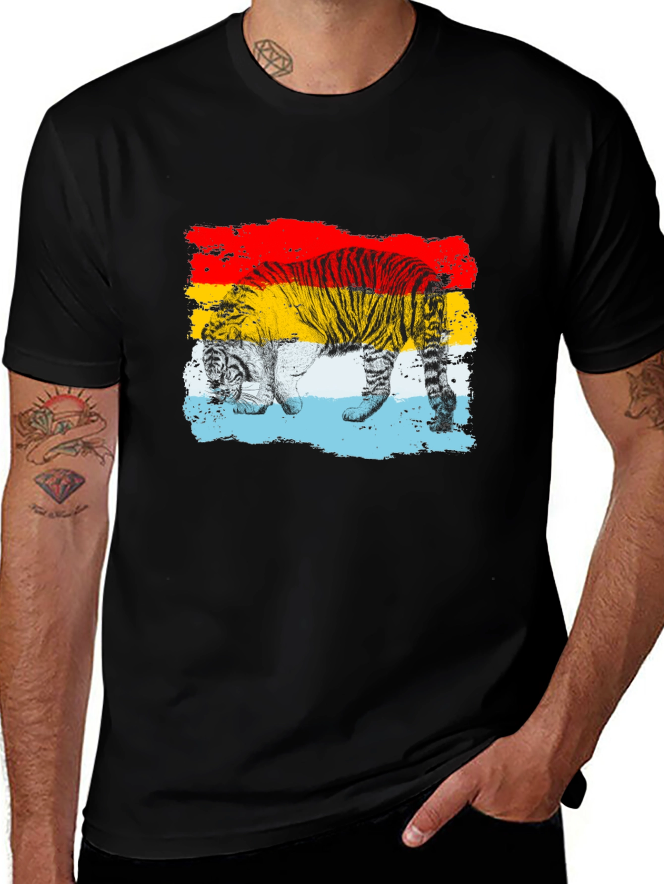 Tiger Stripe Graphic Black T-Shirt