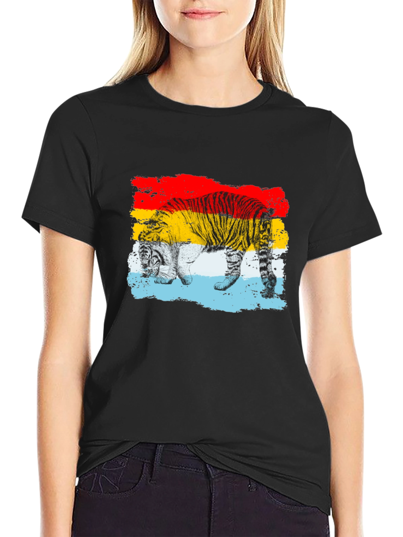 Tiger Stripe Graphic Black T-Shirt