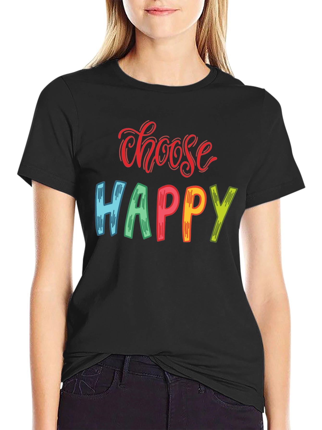 Choose Happy Graphic Print T-Shirt