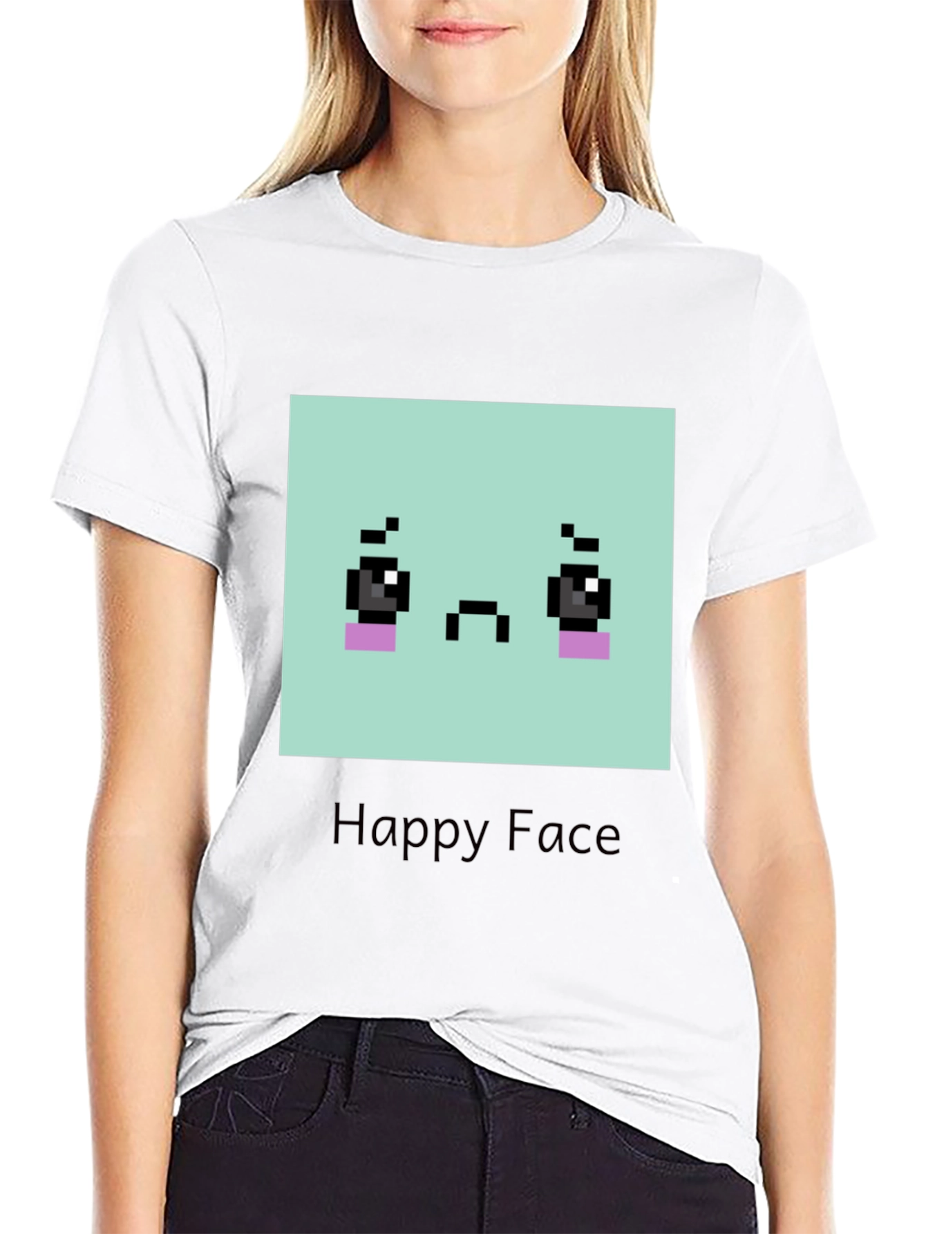Sad Pixel Art Face T-Shirt - Unisex Graphic Tee