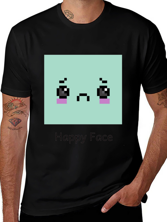 Sad Pixel Art Face T-Shirt - Unisex Graphic Tee