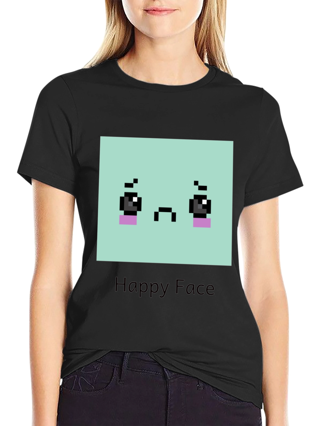 Sad Pixel Art Face T-Shirt - Unisex Graphic Tee