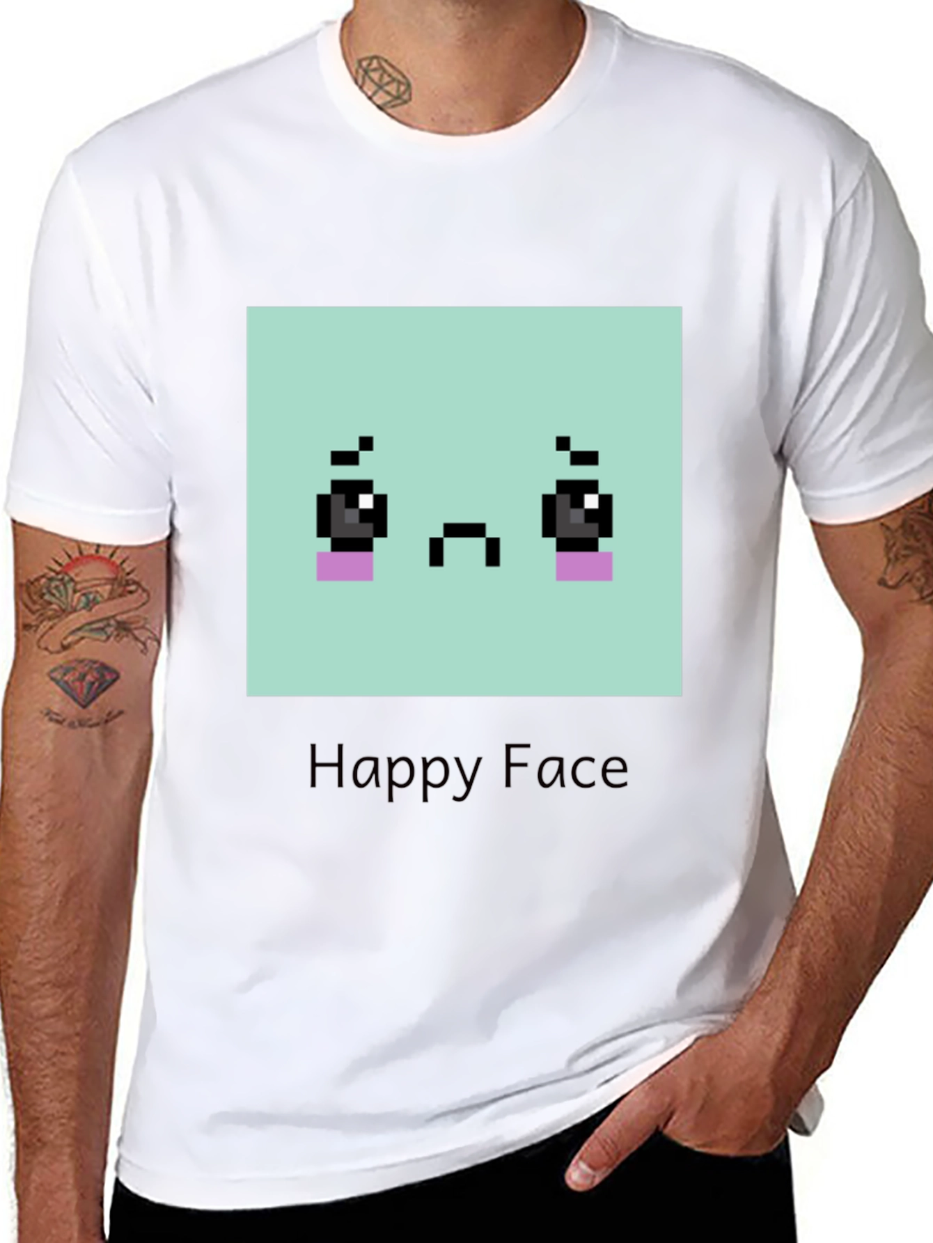 Sad Pixel Art Face T-Shirt - Unisex Graphic Tee