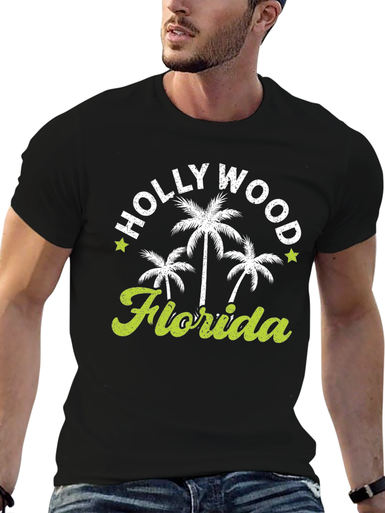 Hollywood Florida Palm Tree Graphic T-Shirt