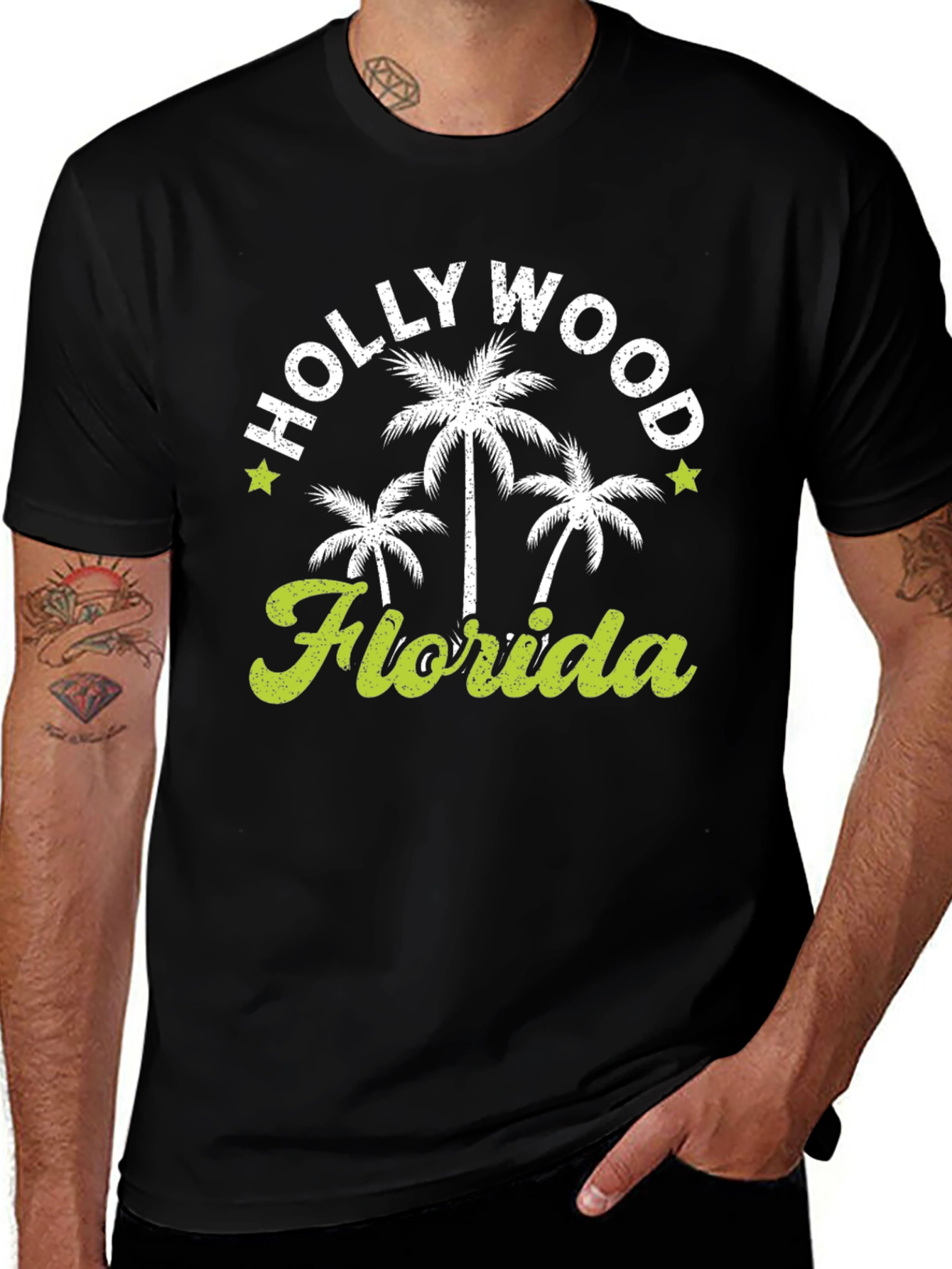 Hollywood Florida Palm Tree Graphic T-Shirt