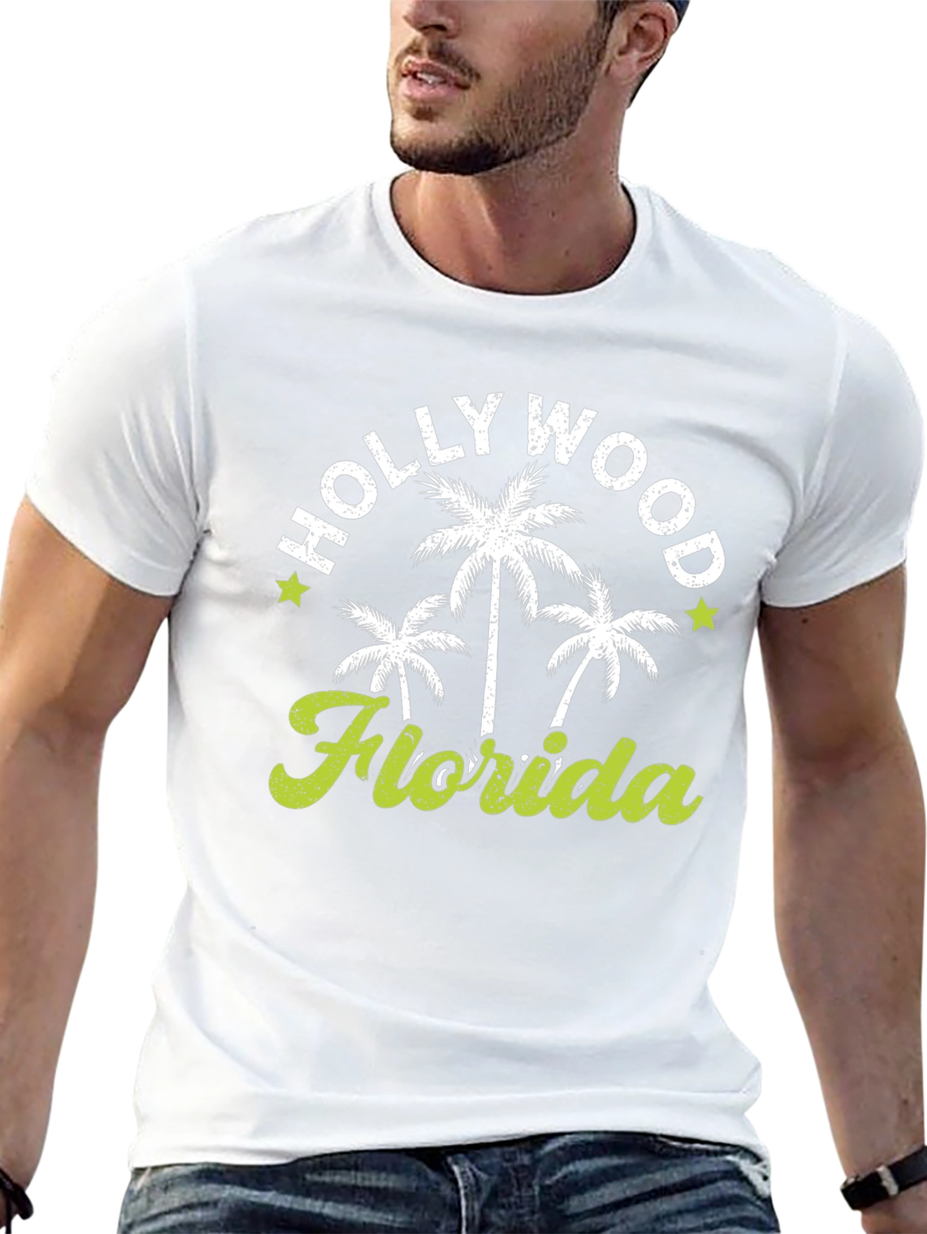 Hollywood Florida Palm Tree Graphic T-Shirt