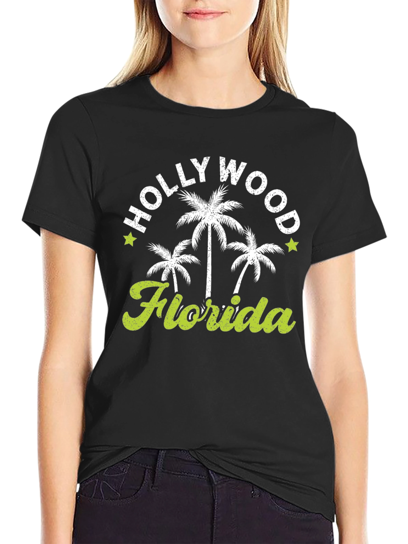 Hollywood Florida Palm Tree Graphic T-Shirt
