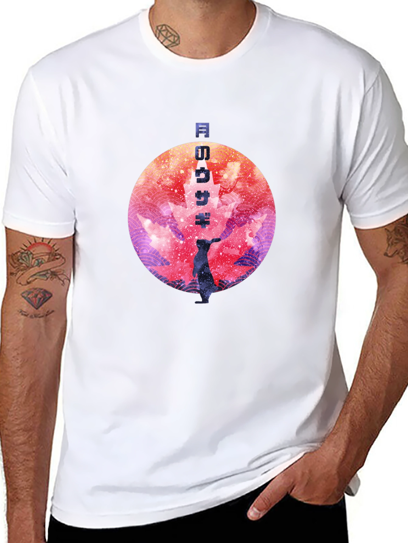 Rabbit Moon T-Shirt - Black Graphic Tee