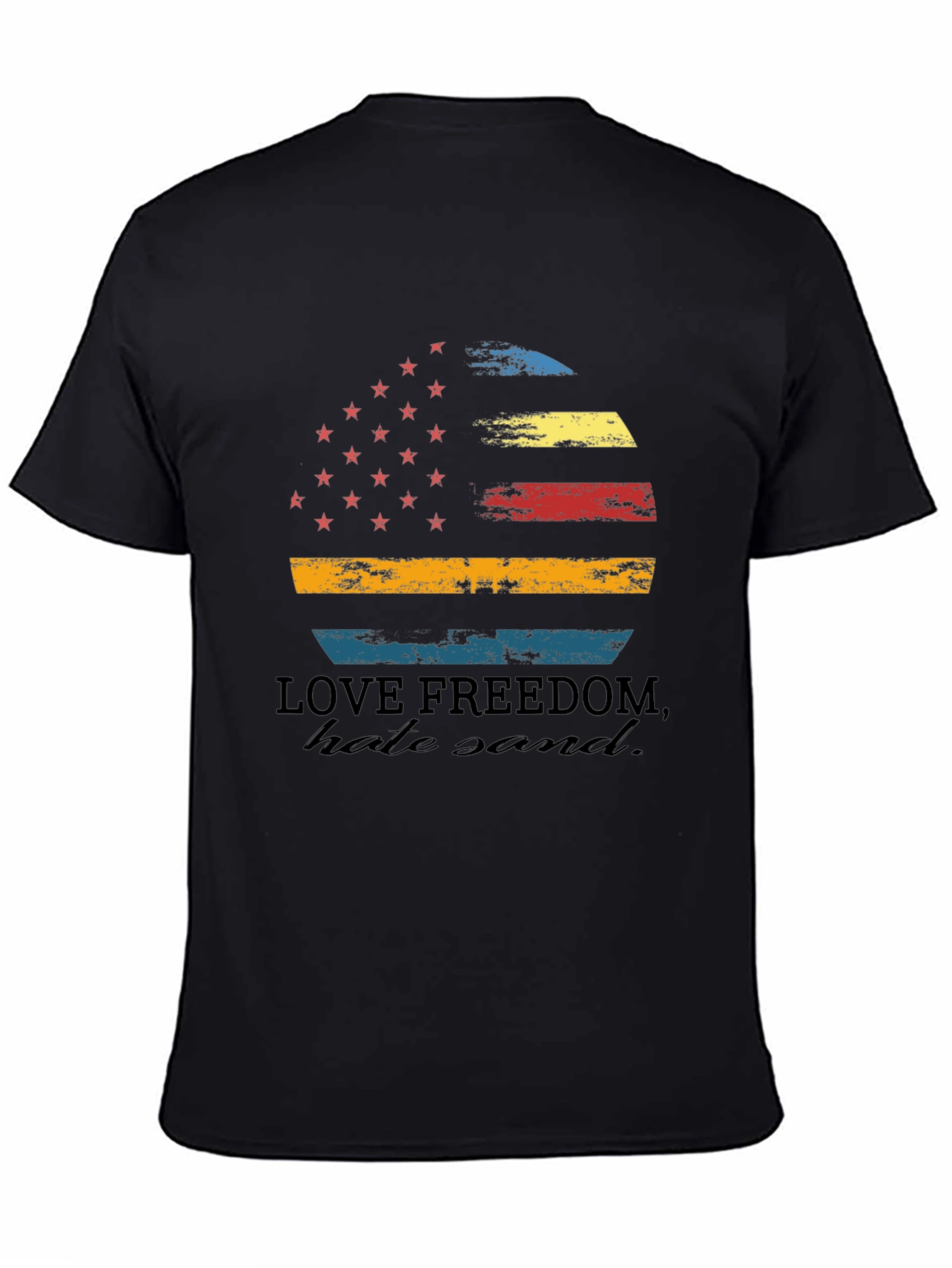 Love Freedom Tee - Distressed American Flag Graphic T-Shirt
