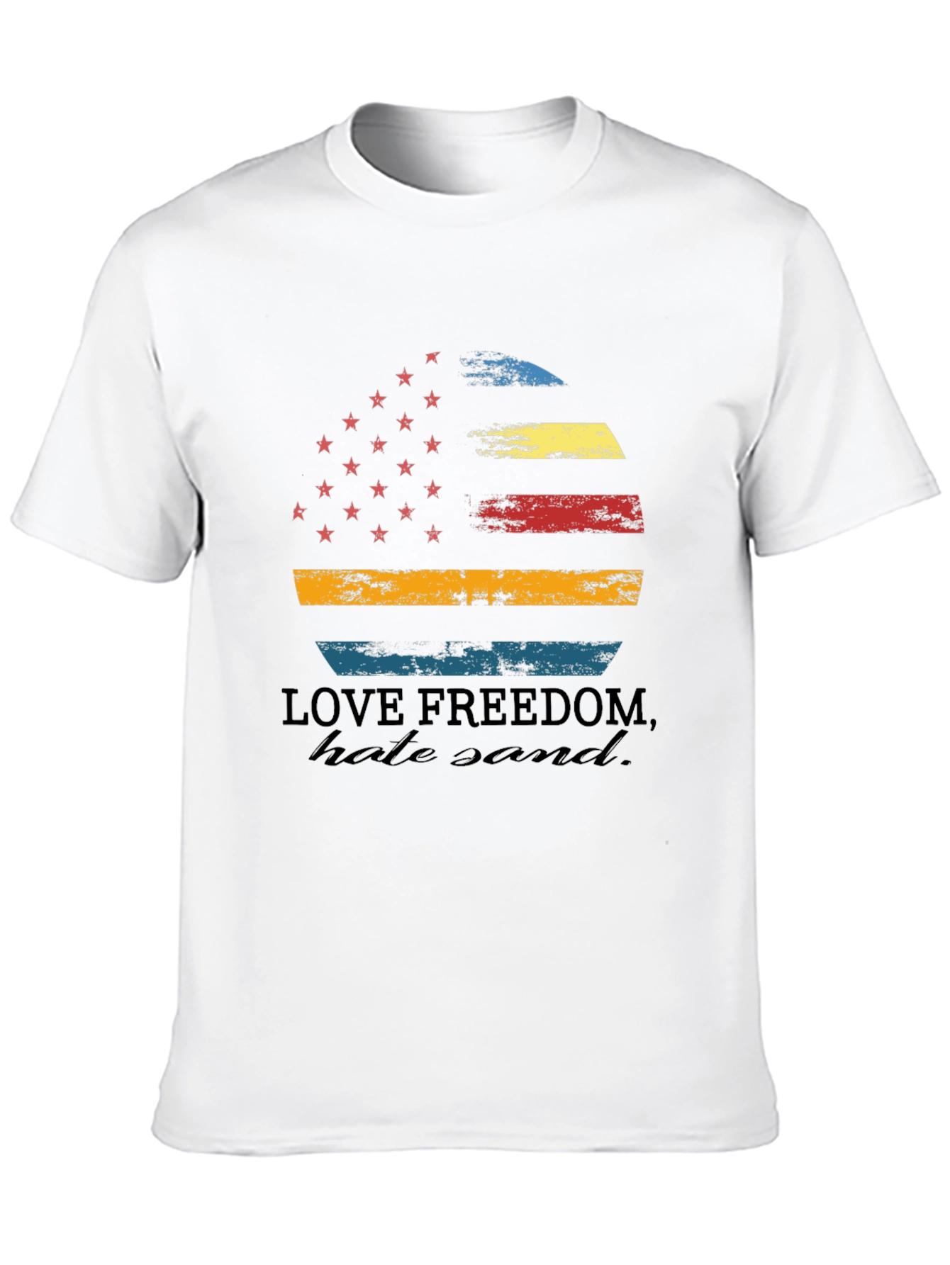 Love Freedom Tee - Distressed American Flag Graphic T-Shirt